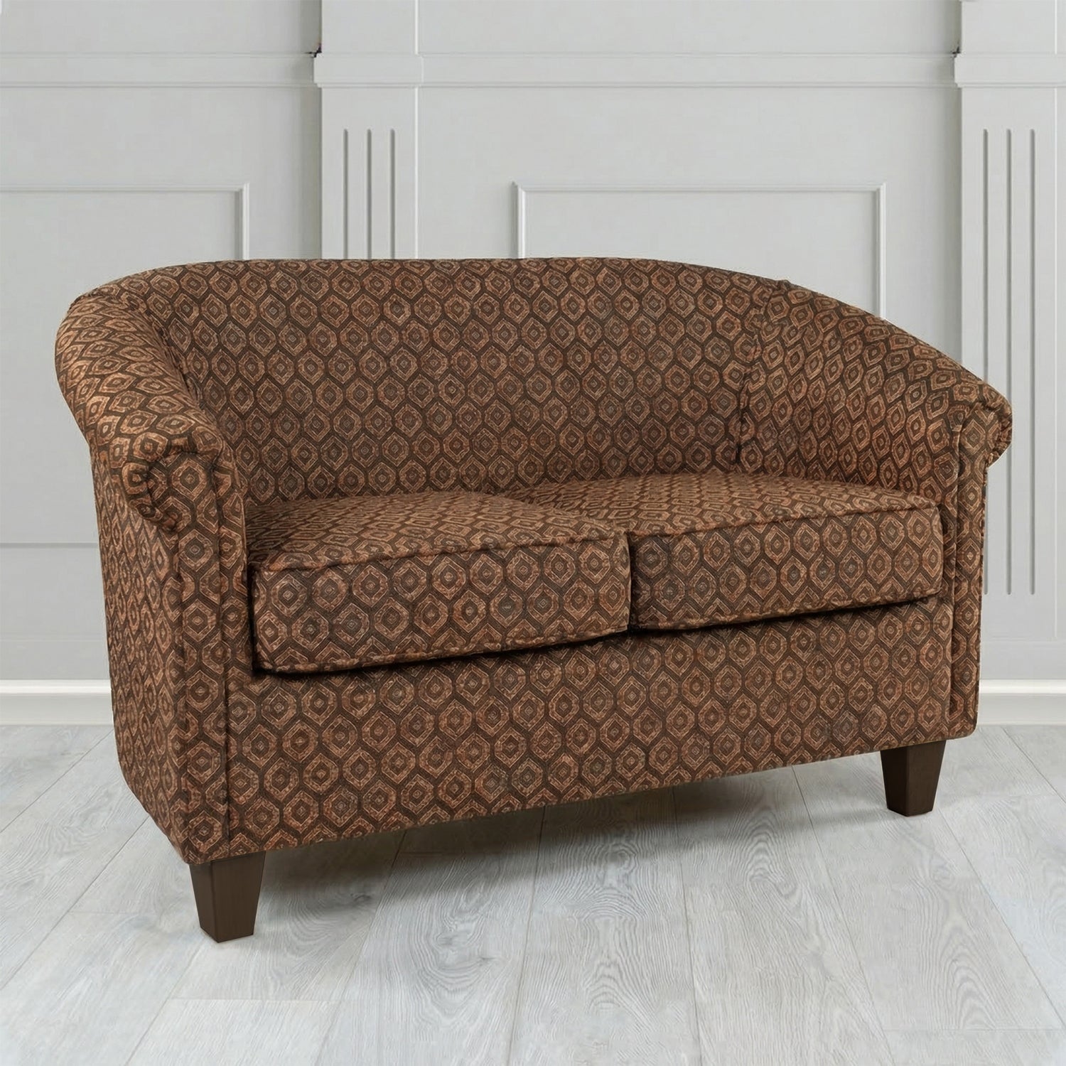 Siena 2 Seater Tub Sofa in Porter and Stone Mistral Geometric Pattern Fabric