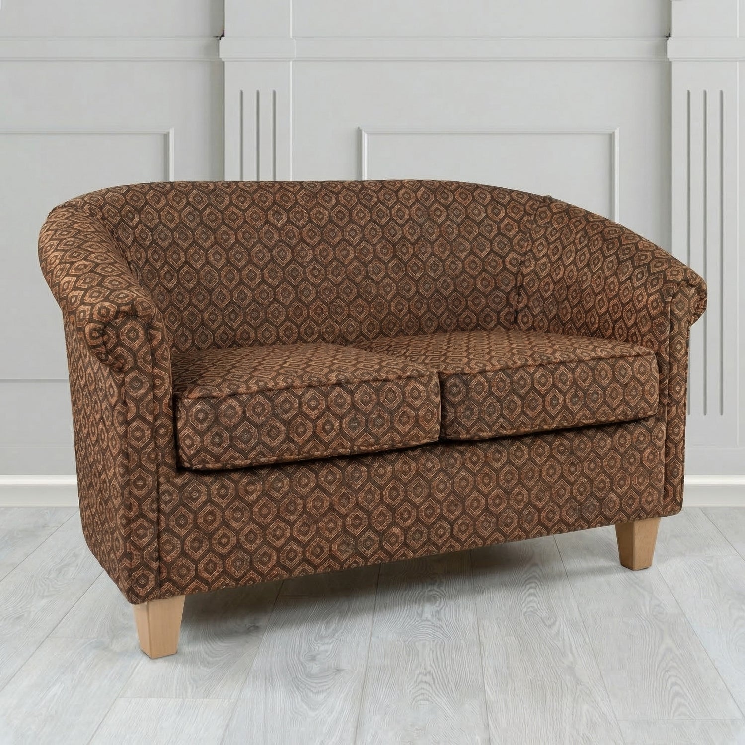 Siena 2 Seater Tub Sofa in Porter and Stone Mistral Geometric Pattern Fabric