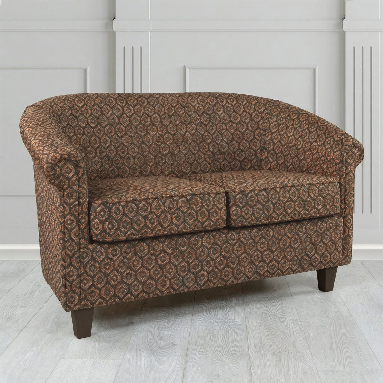 Siena 2 Seater Tub Sofa in Porter and Stone Mistral Geometric Pattern Fabric