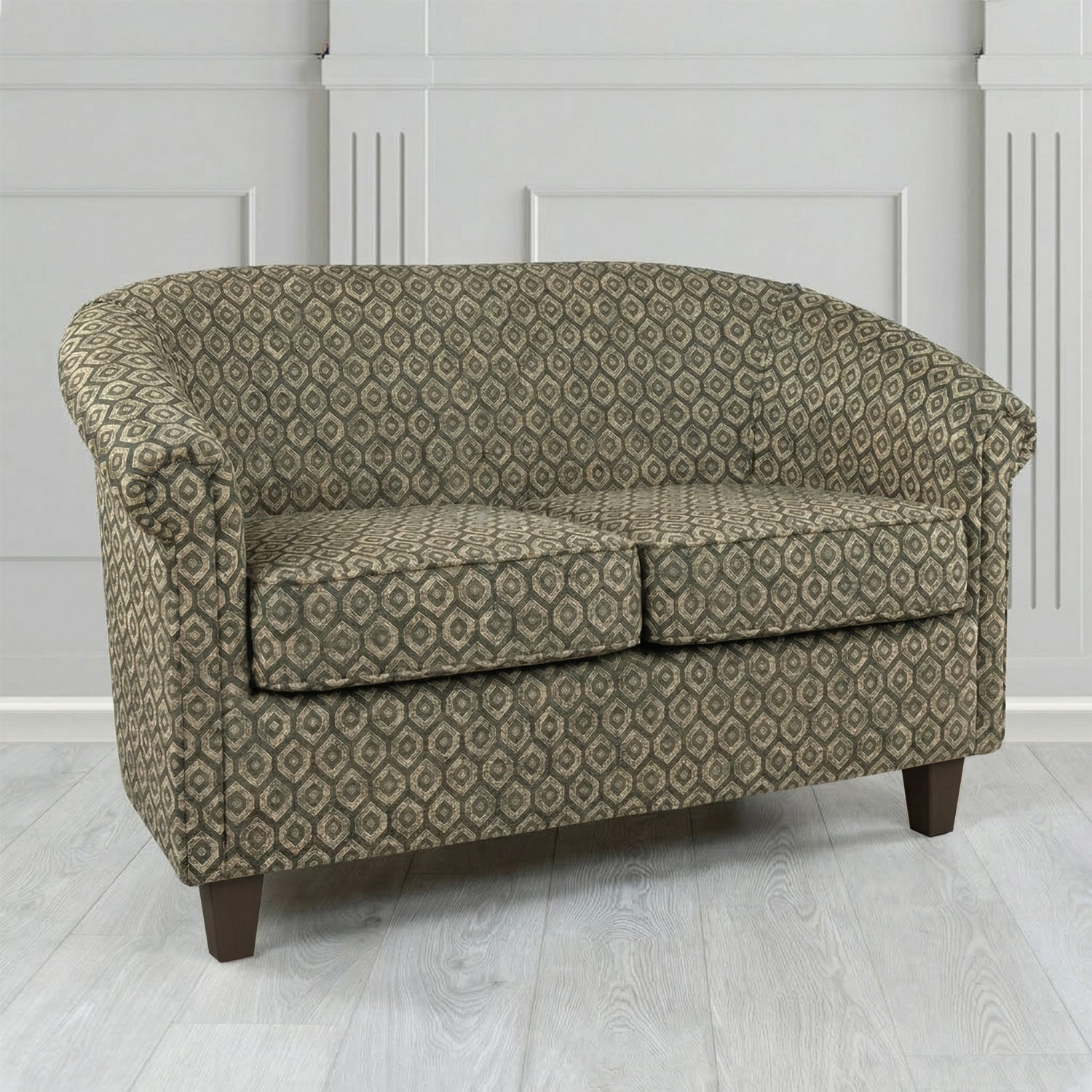 Siena 2 Seater Tub Sofa in Porter and Stone Mistral Geometric Pattern Fabric