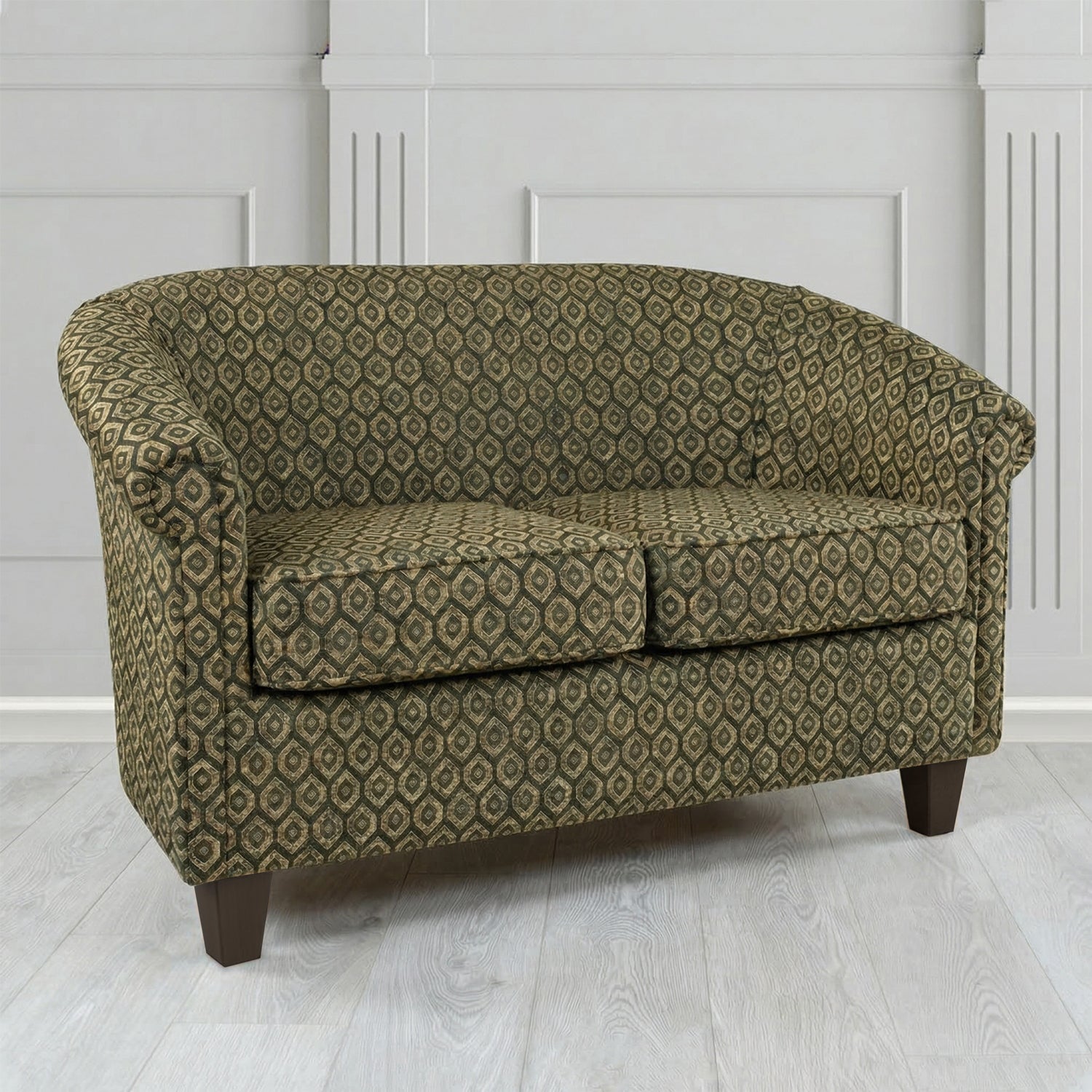 Siena 2 Seater Tub Sofa in Porter and Stone Mistral Geometric Pattern Fabric