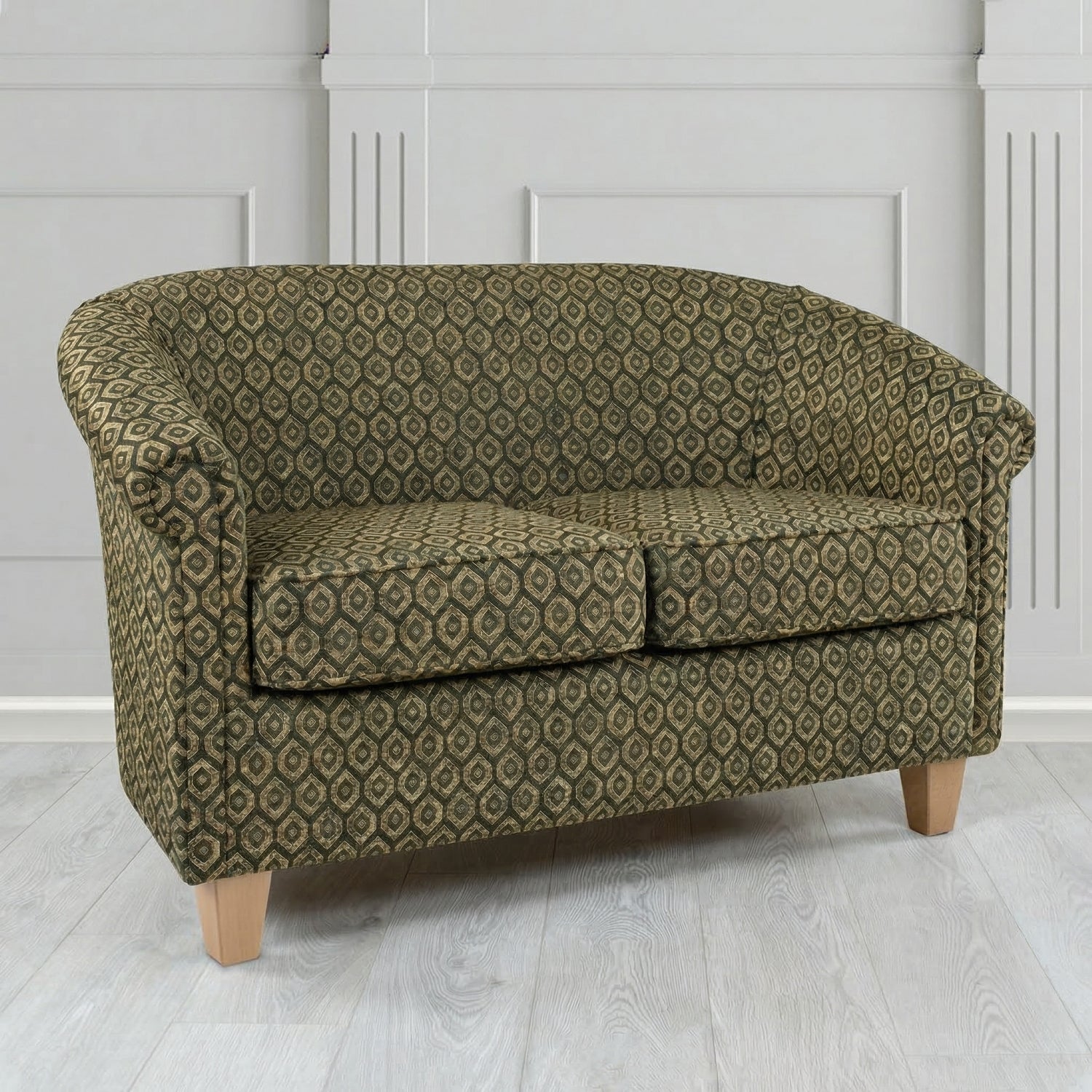 Siena 2 Seater Tub Sofa in Porter and Stone Mistral Geometric Pattern Fabric