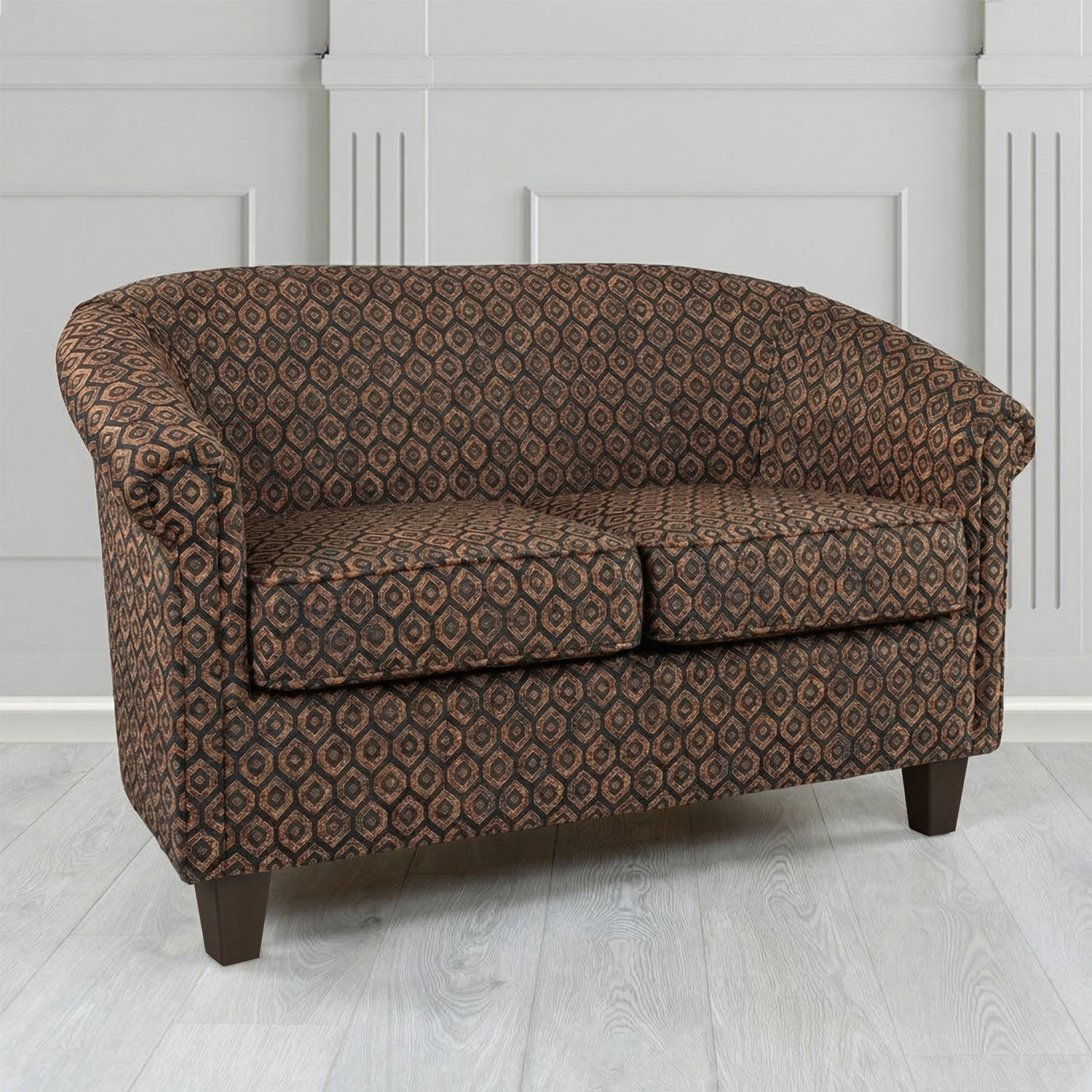 Siena 2 Seater Tub Sofa in Porter and Stone Mistral Geometric Pattern Fabric