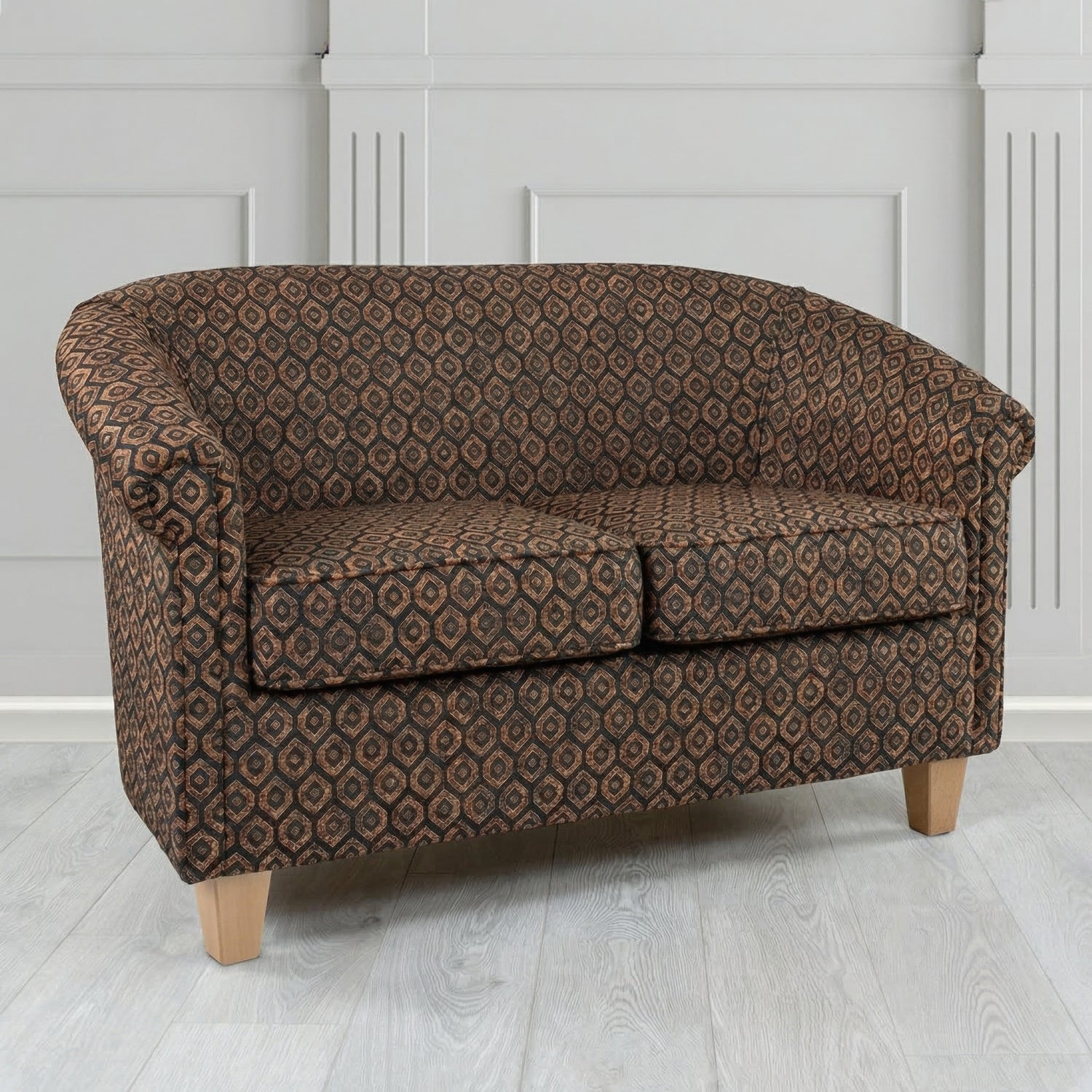 Siena 2 Seater Tub Sofa in Porter and Stone Mistral Geometric Pattern Fabric