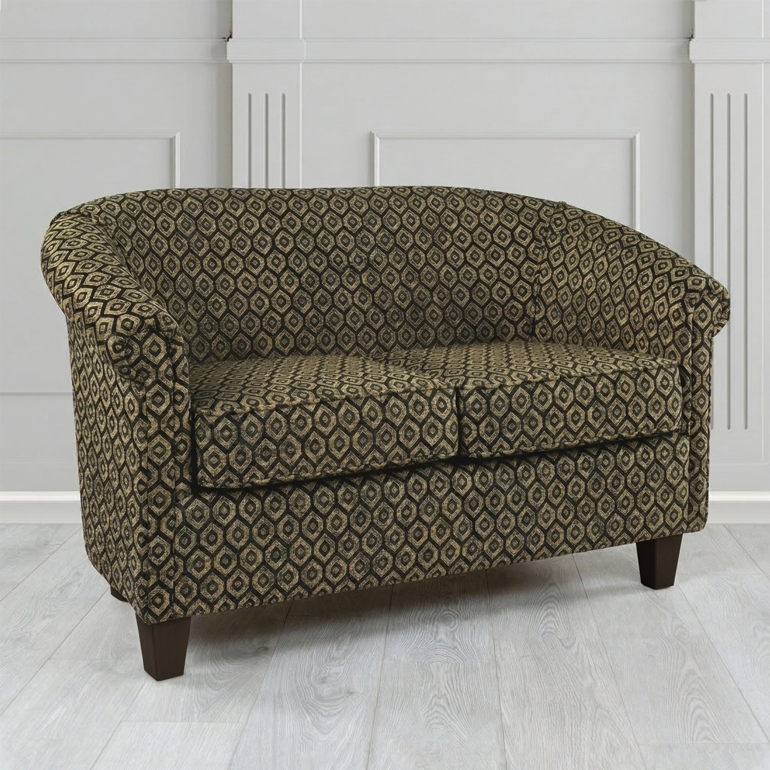 Siena 2 Seater Tub Sofa in Porter and Stone Mistral Geometric Pattern Fabric