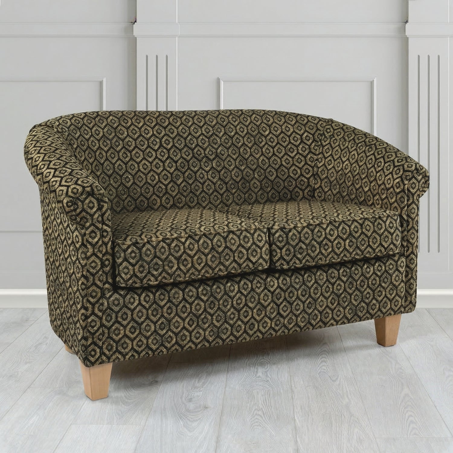 Siena 2 Seater Tub Sofa in Porter and Stone Mistral Geometric Pattern Fabric