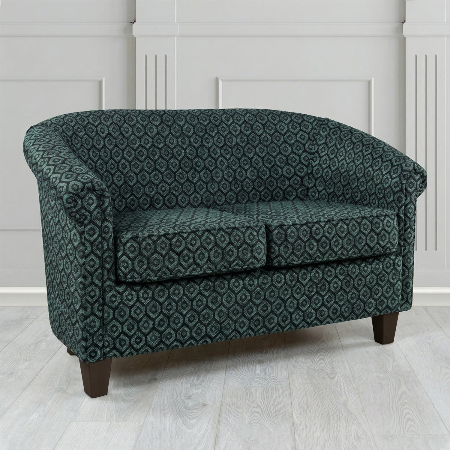 Siena 2 Seater Tub Sofa in Porter and Stone Mistral Geometric Pattern Fabric