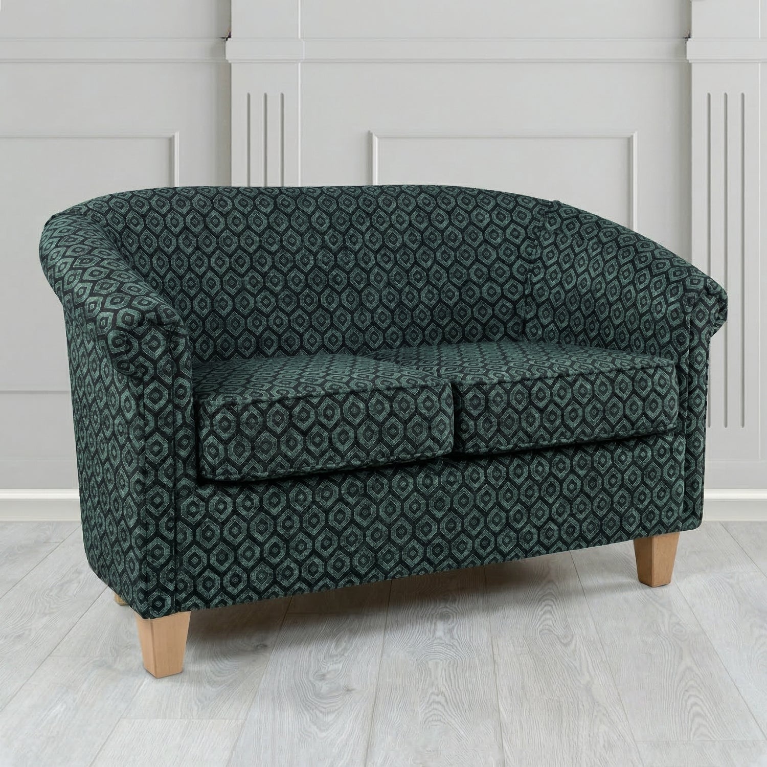 Siena 2 Seater Tub Sofa in Porter and Stone Mistral Geometric Pattern Fabric