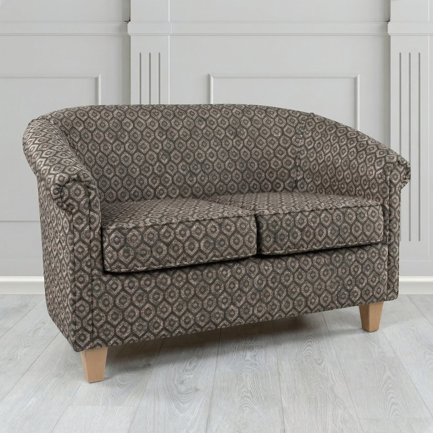 Siena 2 Seater Tub Sofa in Porter and Stone Mistral Geometric Pattern Fabric