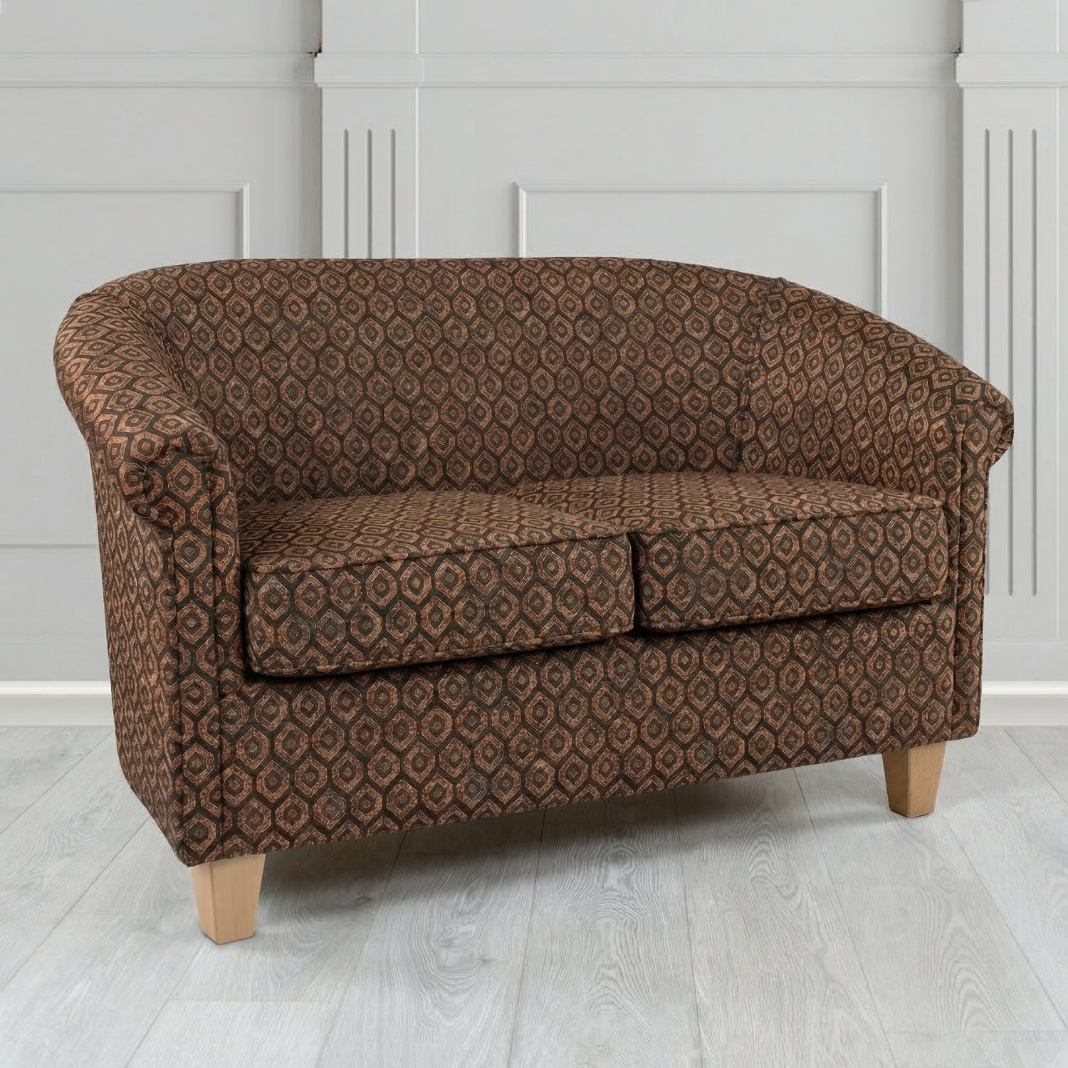 Siena 2 Seater Tub Sofa in Porter and Stone Mistral Geometric Pattern Fabric