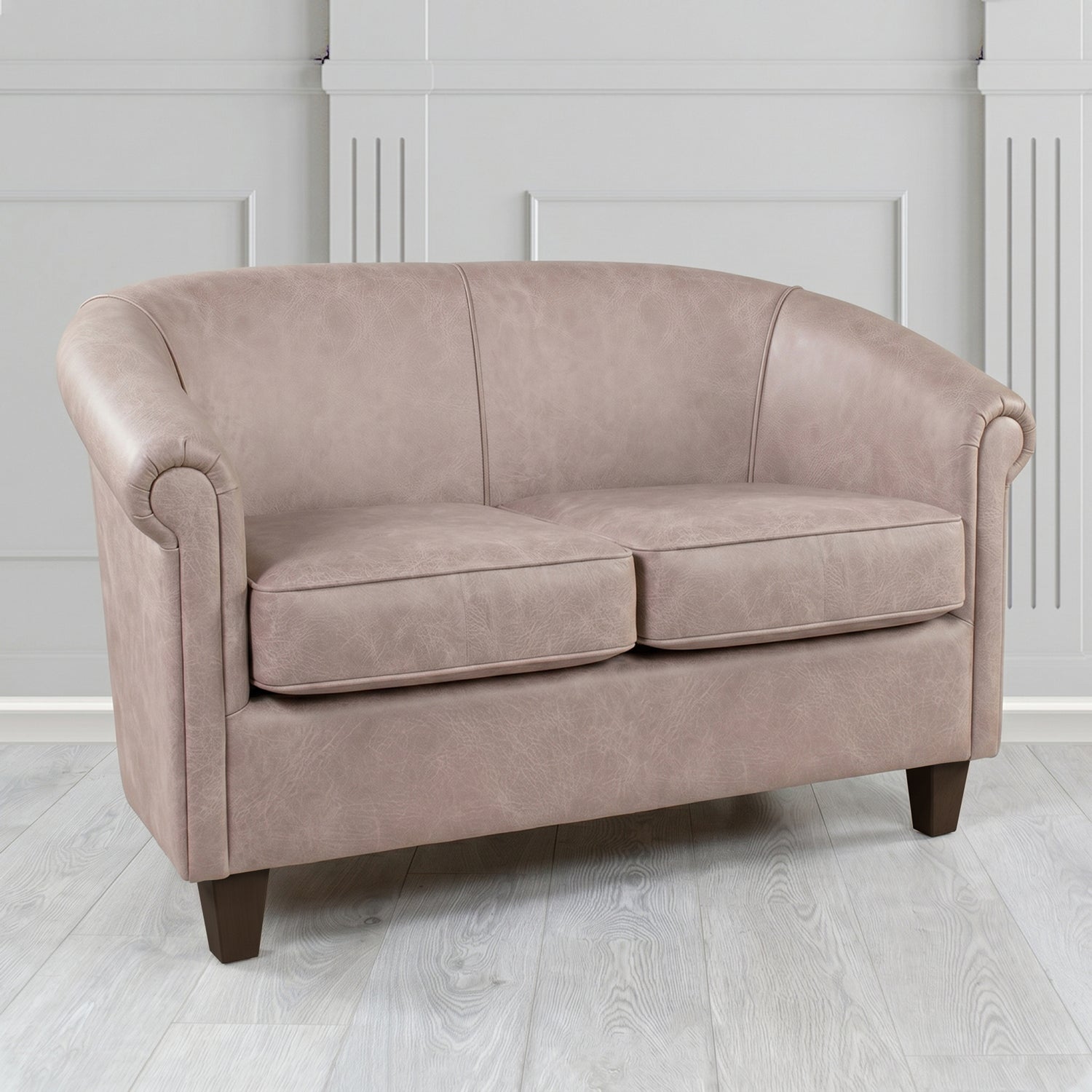 Siena 2 Seater Tub Sofa in Crest Leather Saloon Semi-Aniline Crib 5 Genuine Leather