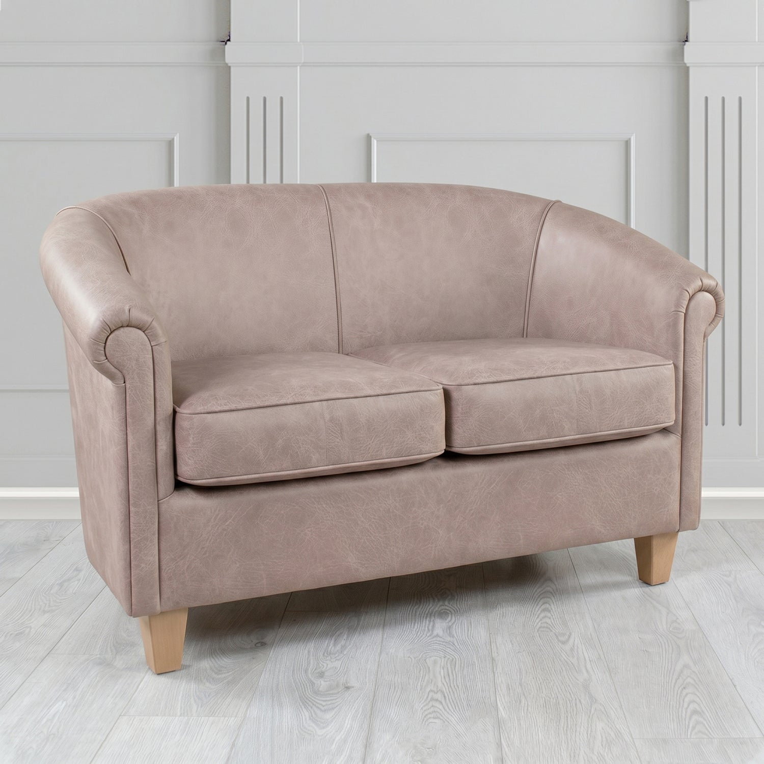 Siena 2 Seater Tub Sofa in Crest Leather Saloon Semi-Aniline Crib 5 Genuine Leather