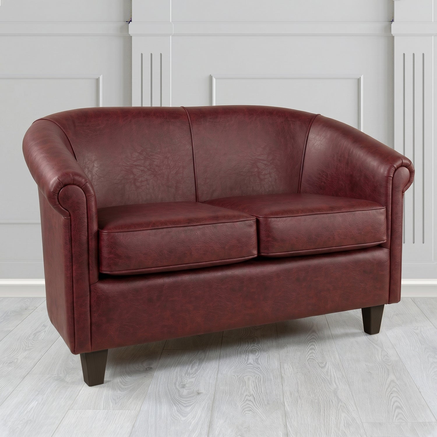 Siena 2 Seater Tub Sofa in Crest Leather Saloon Semi-Aniline Crib 5 Genuine Leather
