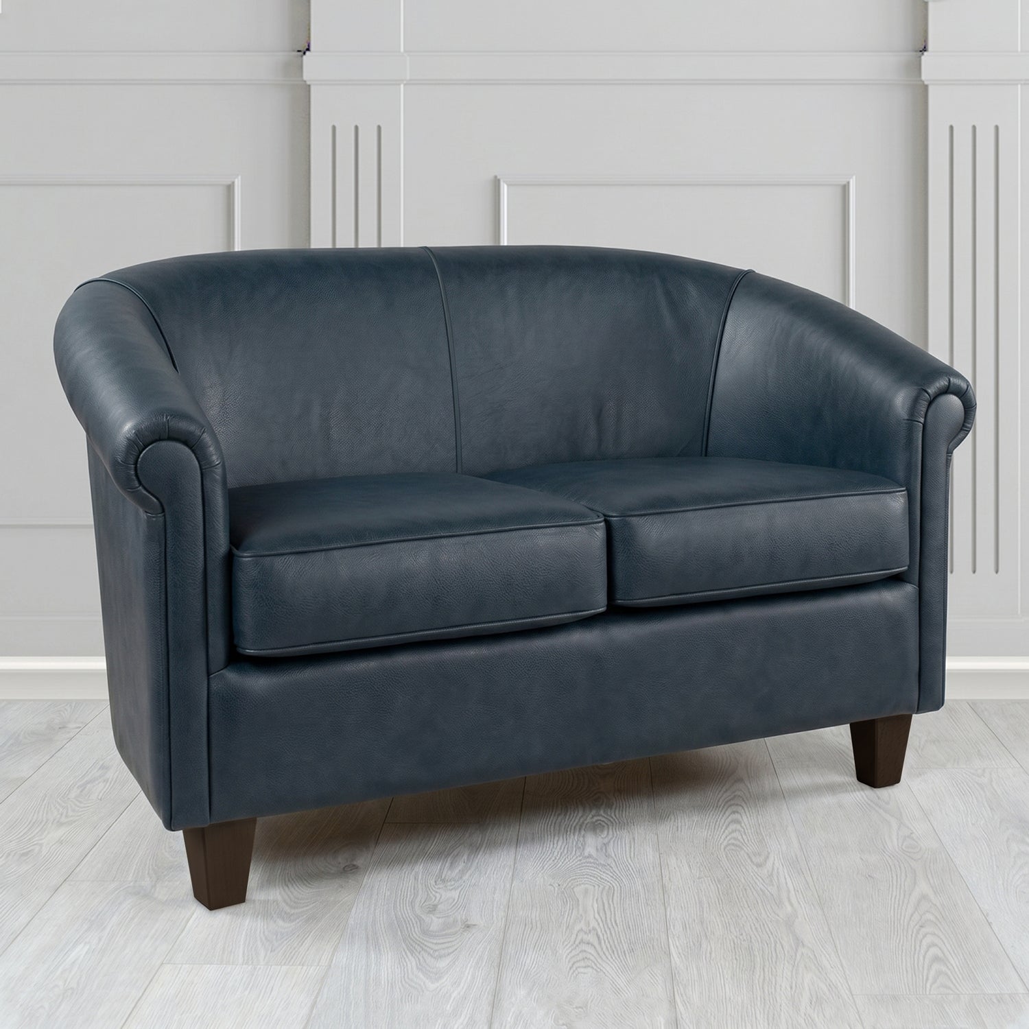 Siena 2 Seater Tub Sofa in Crest Leather Saloon Semi-Aniline Crib 5 Genuine Leather