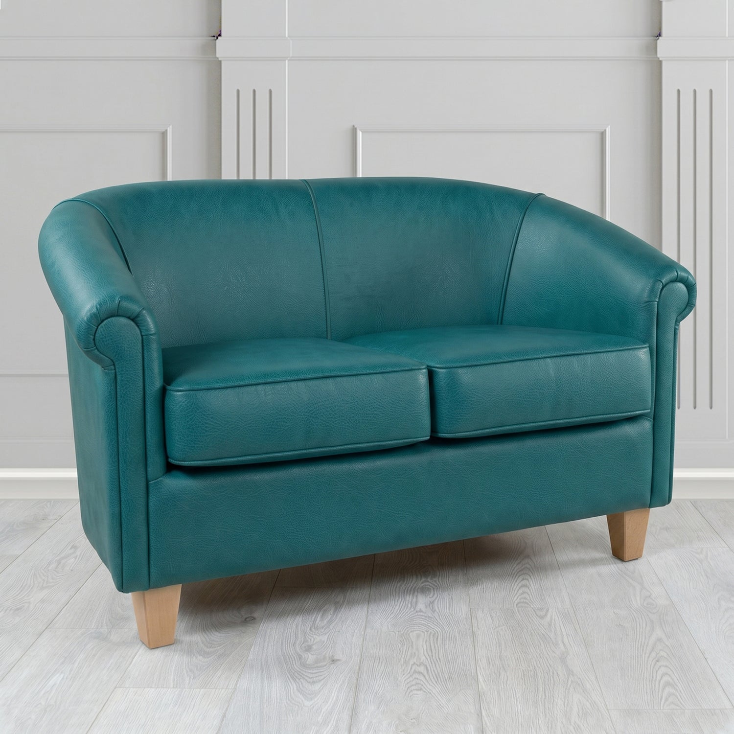 Siena 2 Seater Tub Sofa in Crest Leather Saloon Semi-Aniline Crib 5 Genuine Leather