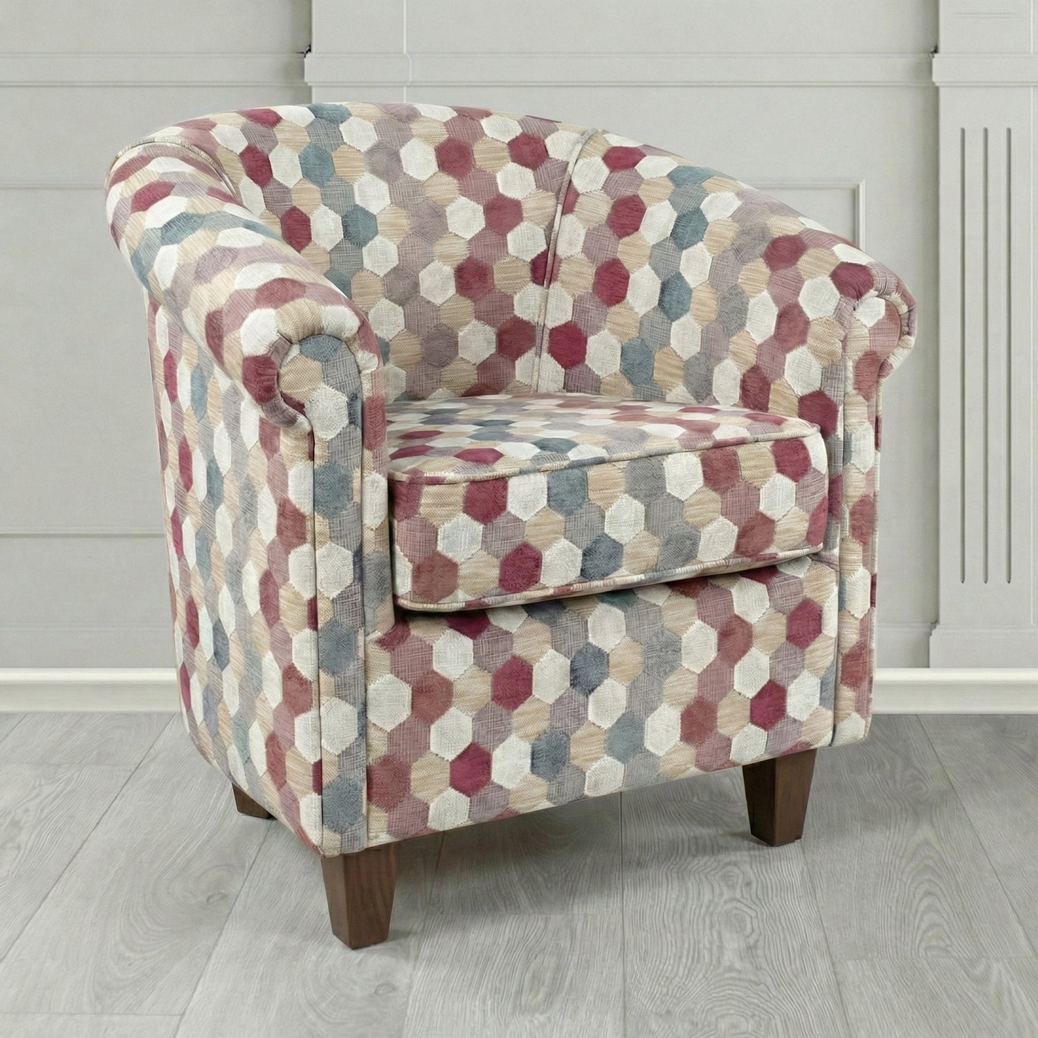 Siena Tub Chair in Cristina Marrone Extravaganza Honeycomb Velvet Pattern Fabric
