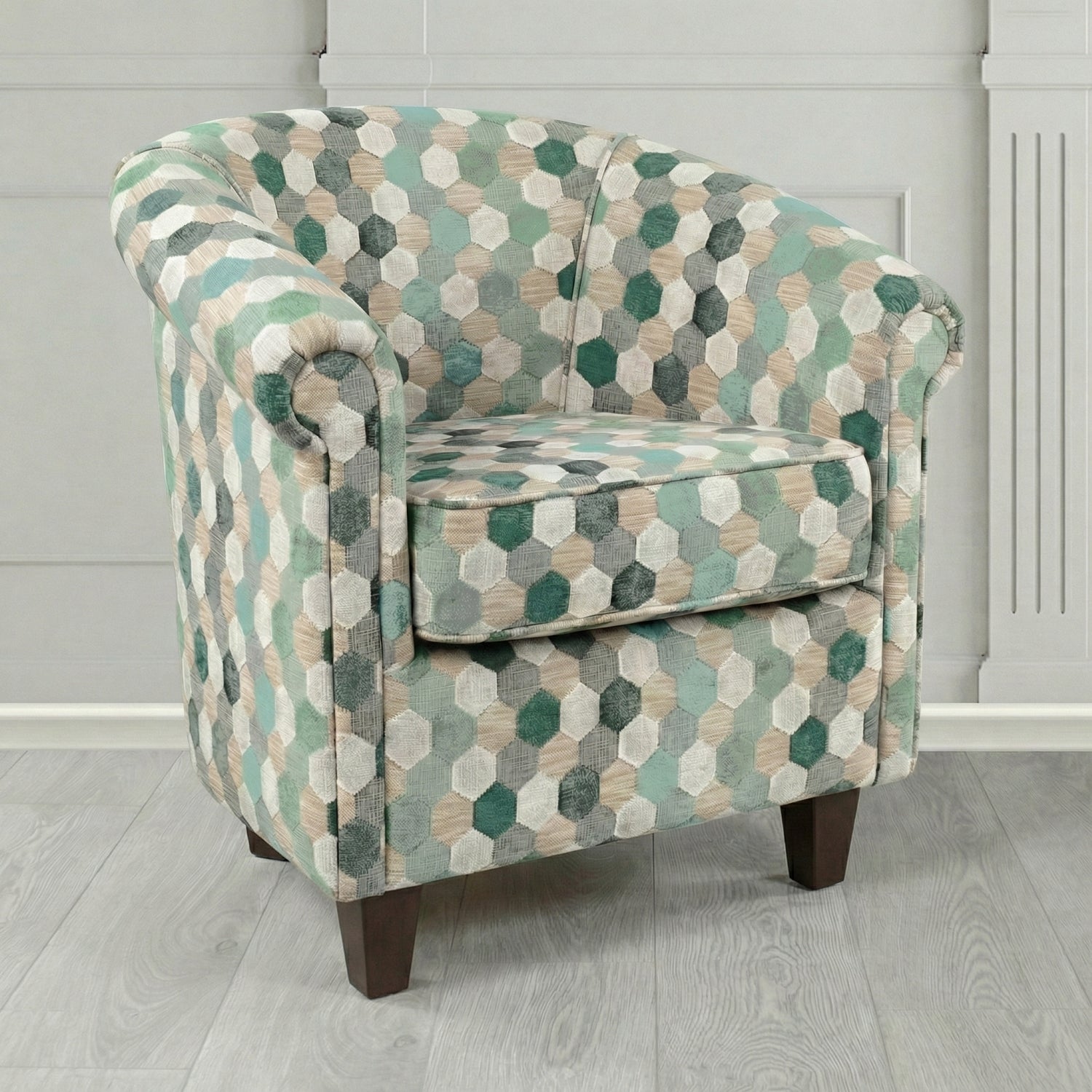 Siena Tub Chair in Cristina Marrone Extravaganza Honeycomb Velvet Pattern Fabric
