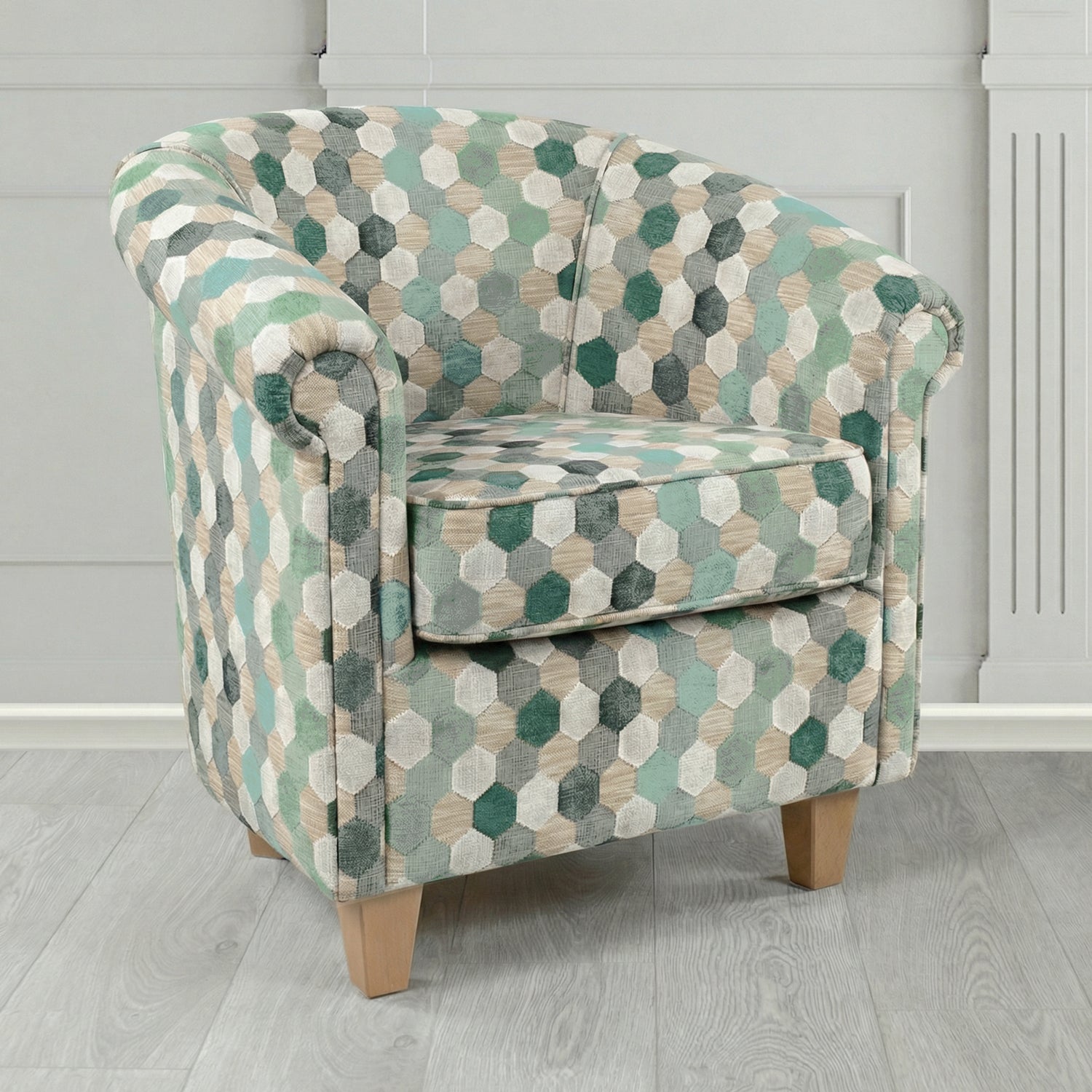 Siena Tub Chair in Cristina Marrone Extravaganza Honeycomb Velvet Pattern Fabric
