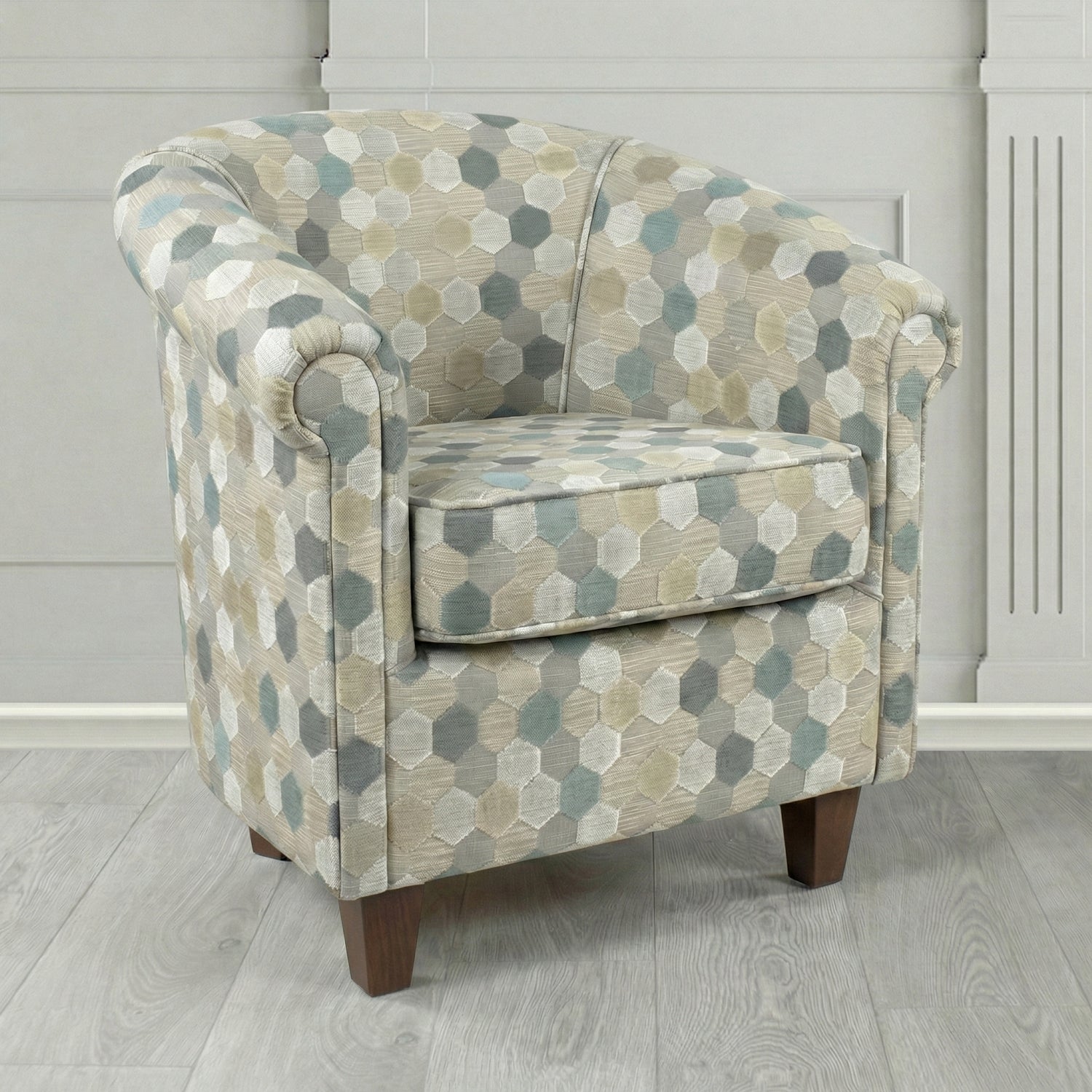 Siena Tub Chair in Cristina Marrone Extravaganza Honeycomb Velvet Pattern Fabric
