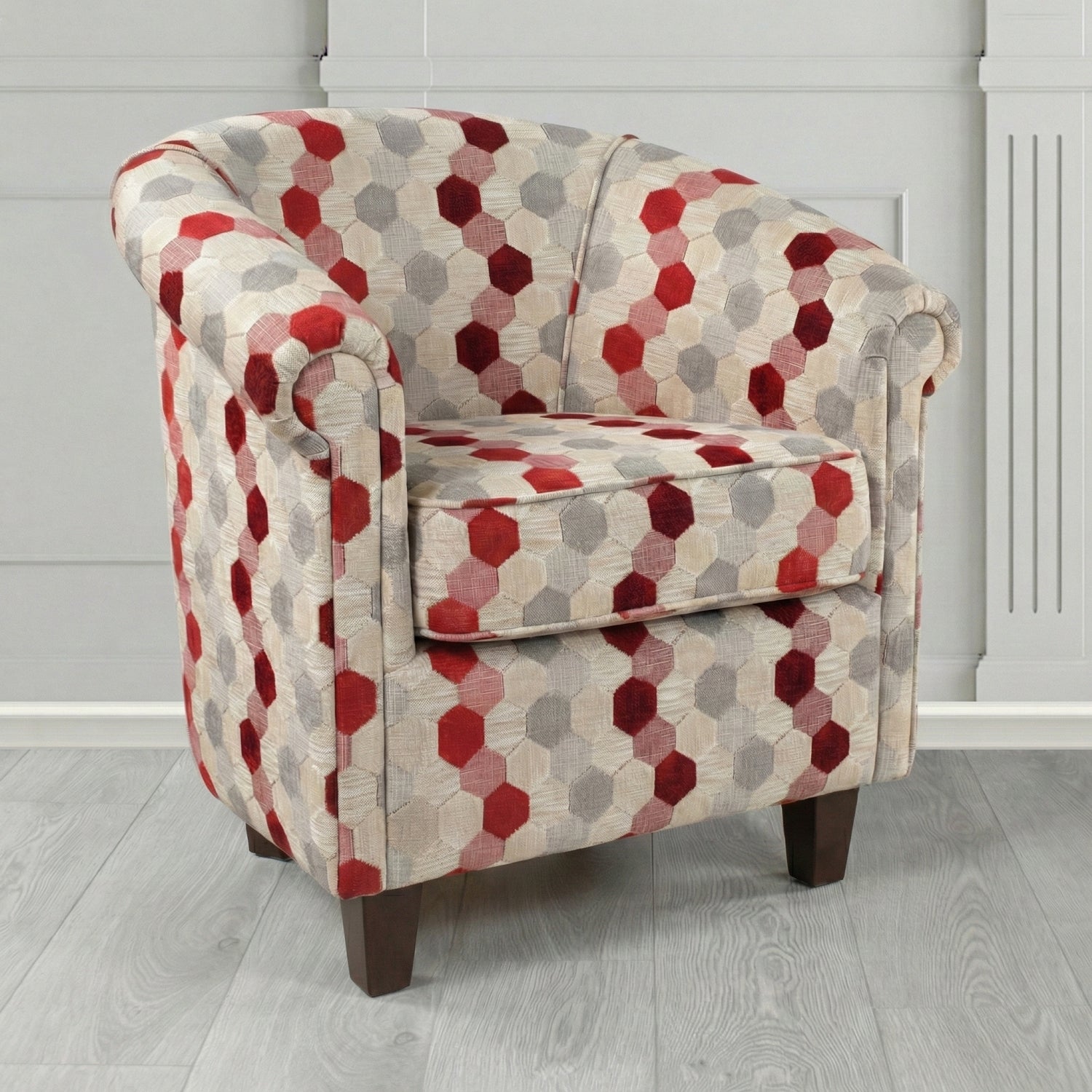 Siena Tub Chair in Cristina Marrone Extravaganza Honeycomb Velvet Pattern Fabric