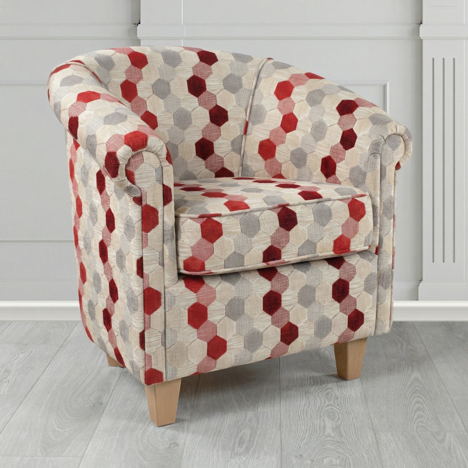 Siena Tub Chair in Cristina Marrone Extravaganza Honeycomb Velvet Pattern Fabric