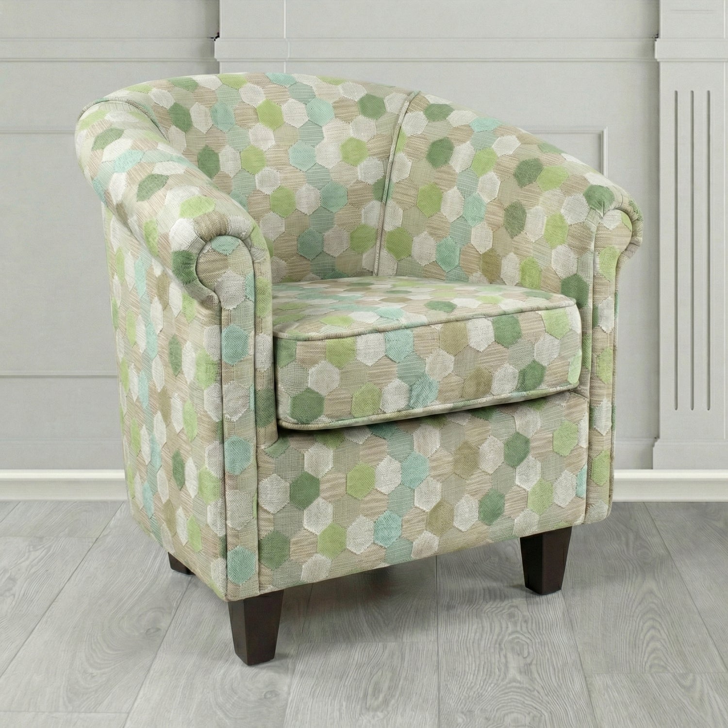 Siena Tub Chair in Cristina Marrone Extravaganza Honeycomb Velvet Pattern Fabric