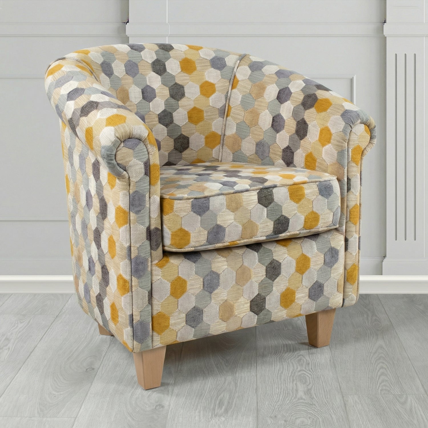 Siena Tub Chair in Cristina Marrone Extravaganza Honeycomb Velvet Pattern Fabric