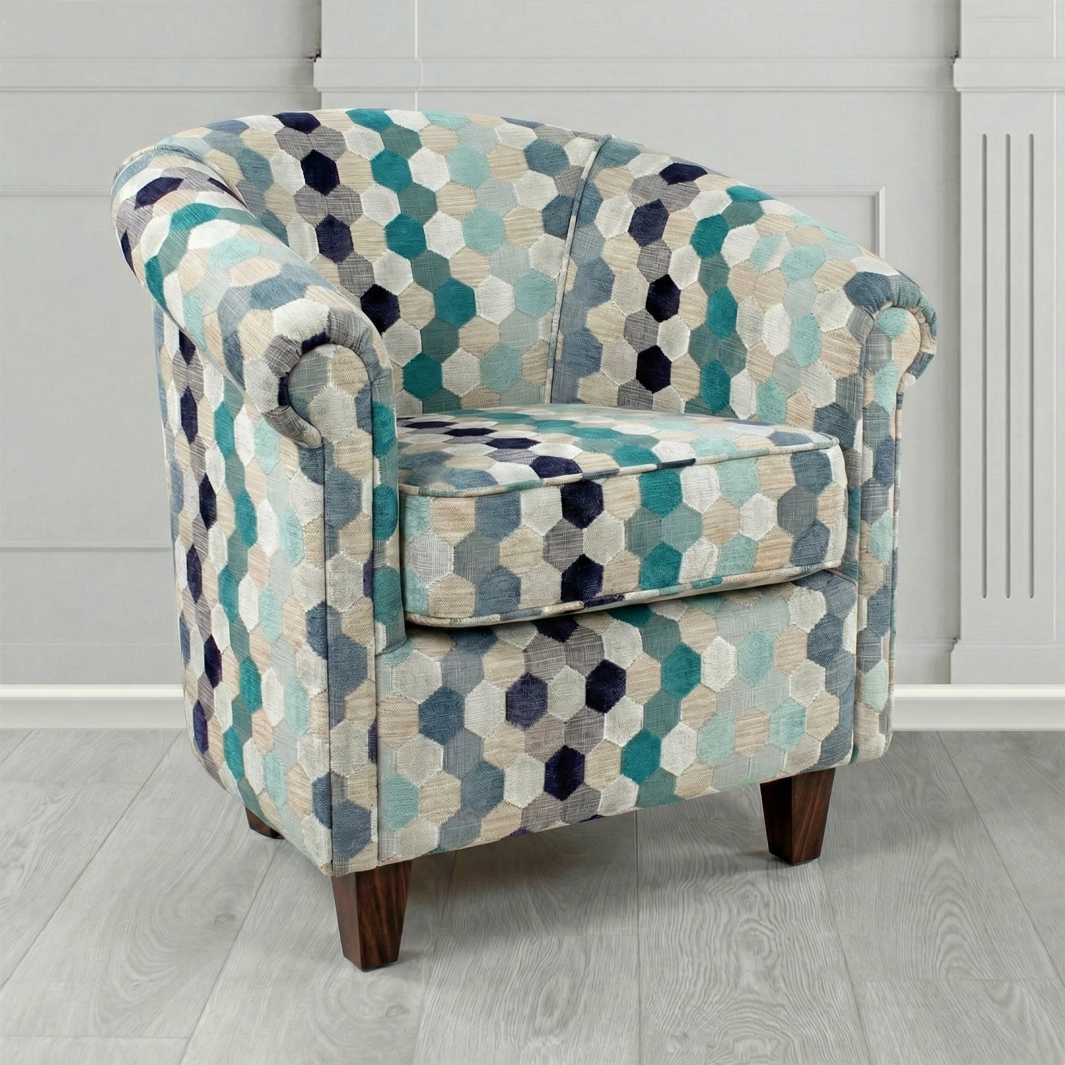 Siena Tub Chair in Cristina Marrone Extravaganza Honeycomb Velvet Pattern Fabric