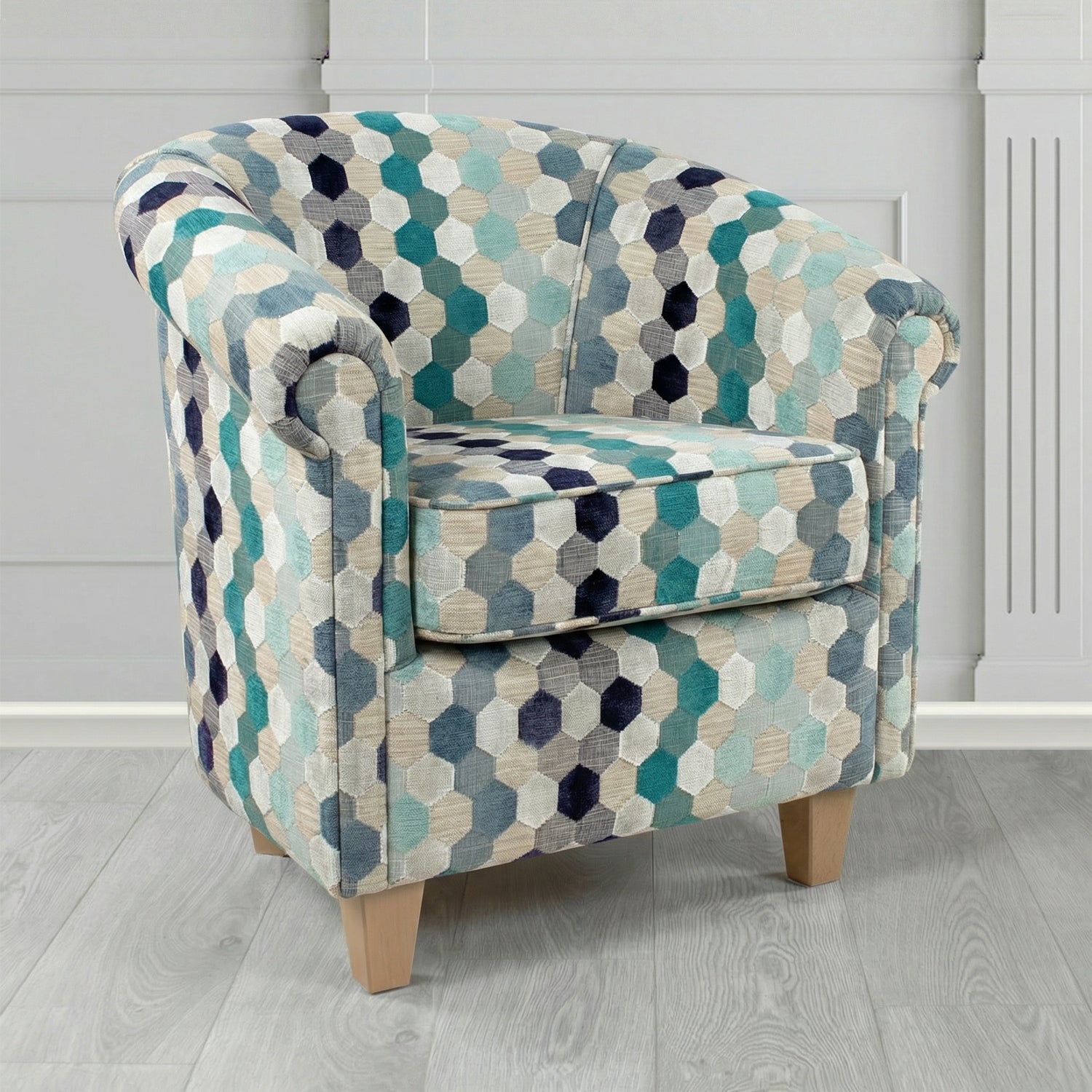 Siena Tub Chair in Cristina Marrone Extravaganza Honeycomb Velvet Pattern Fabric
