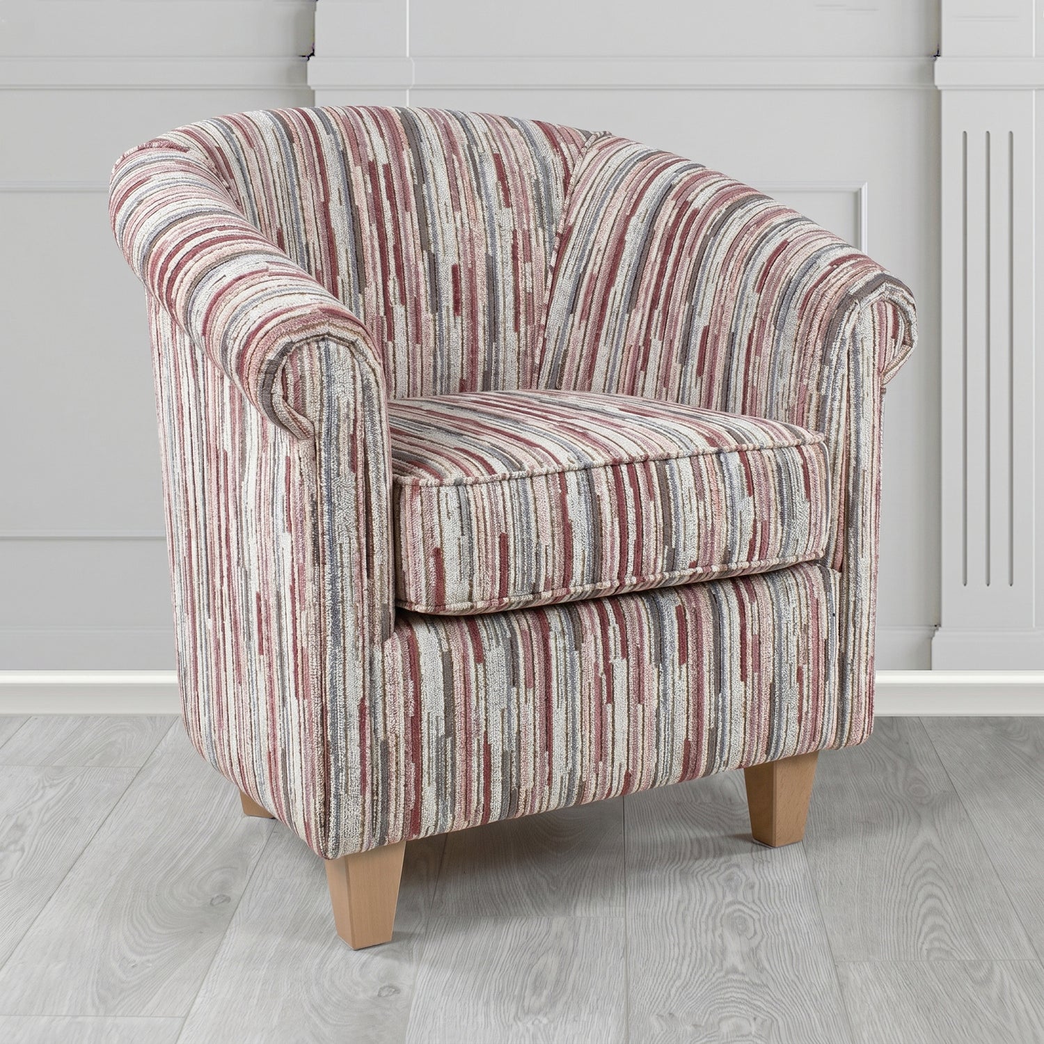 Siena Tub Chair in Cristina Marrone Extravaganza Stripe Fabric
