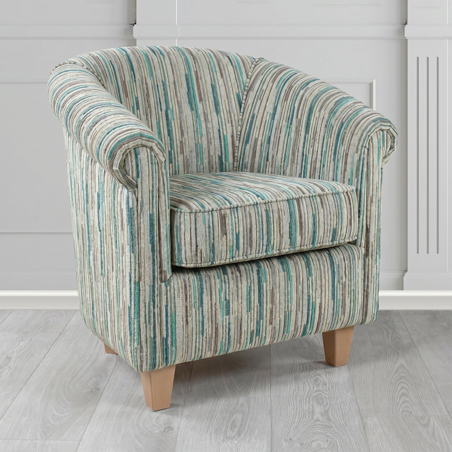Siena Tub Chair in Cristina Marrone Extravaganza Stripe Fabric