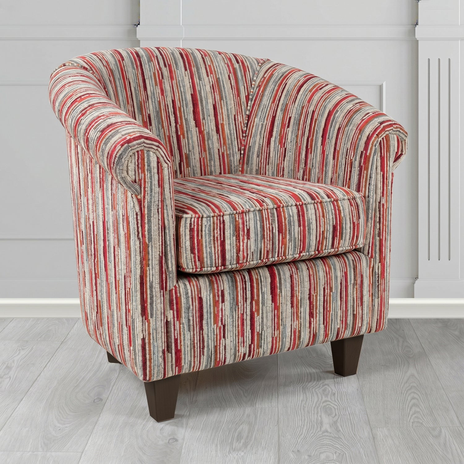 Siena Tub Chair in Cristina Marrone Extravaganza Stripe Fabric