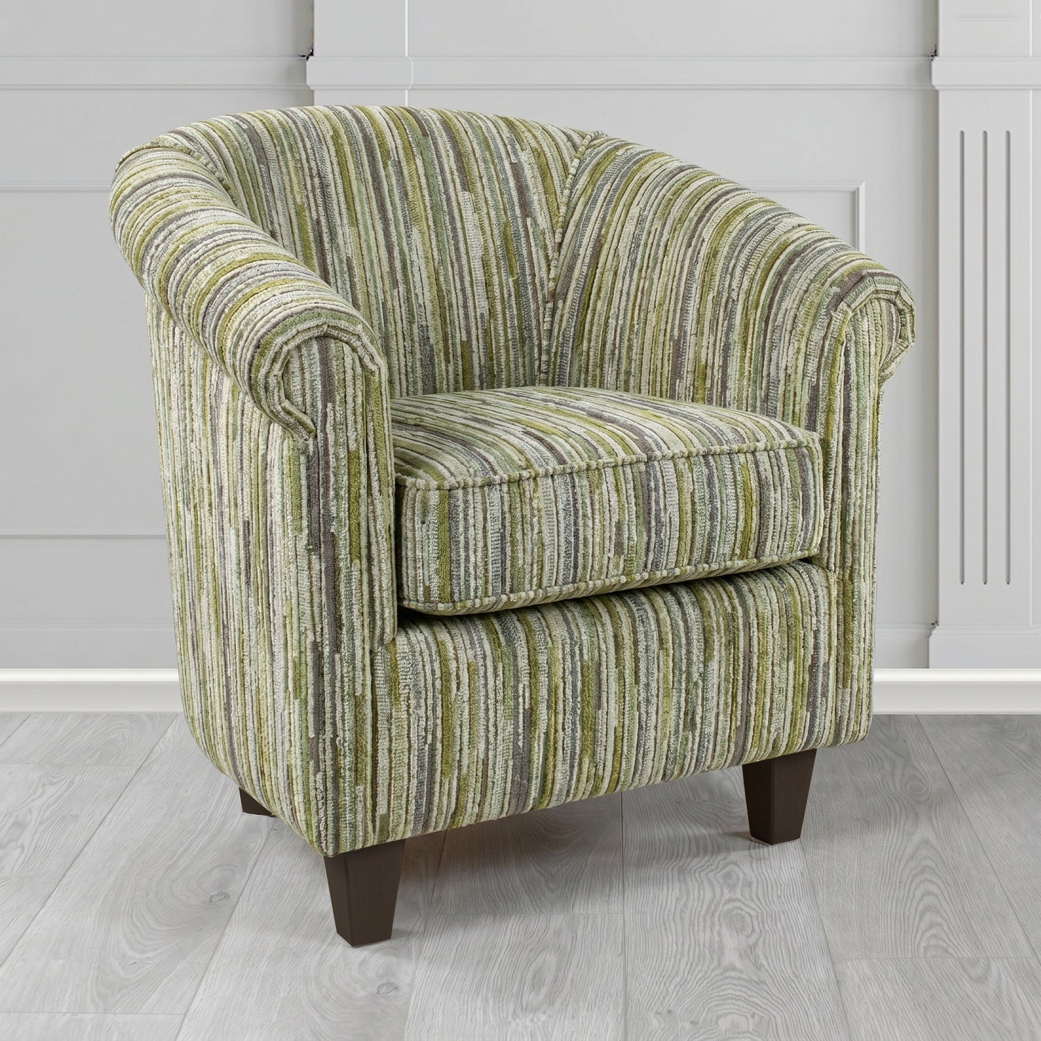 Siena Tub Chair in Cristina Marrone Extravaganza Stripe Fabric
