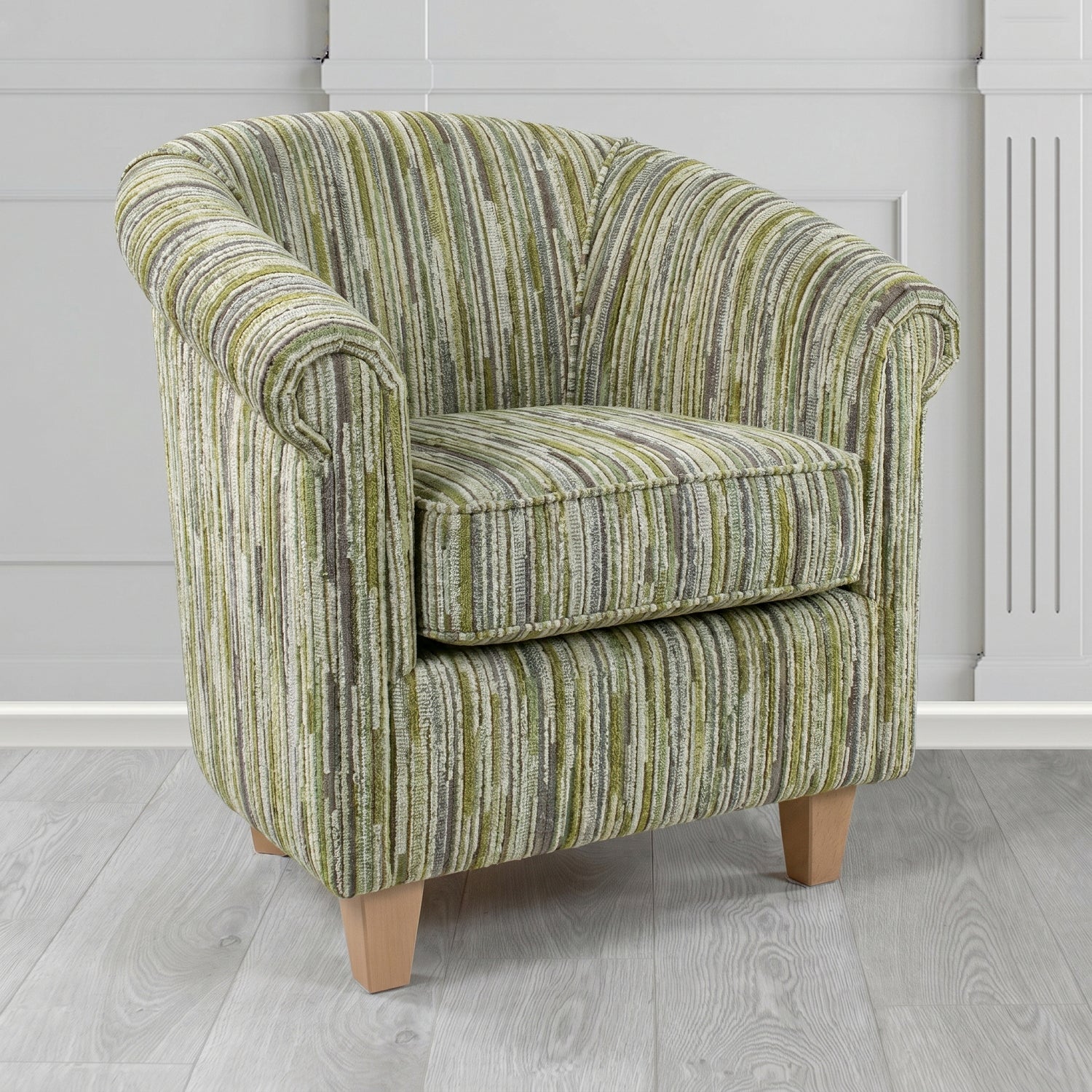 Siena Tub Chair in Cristina Marrone Extravaganza Stripe Fabric