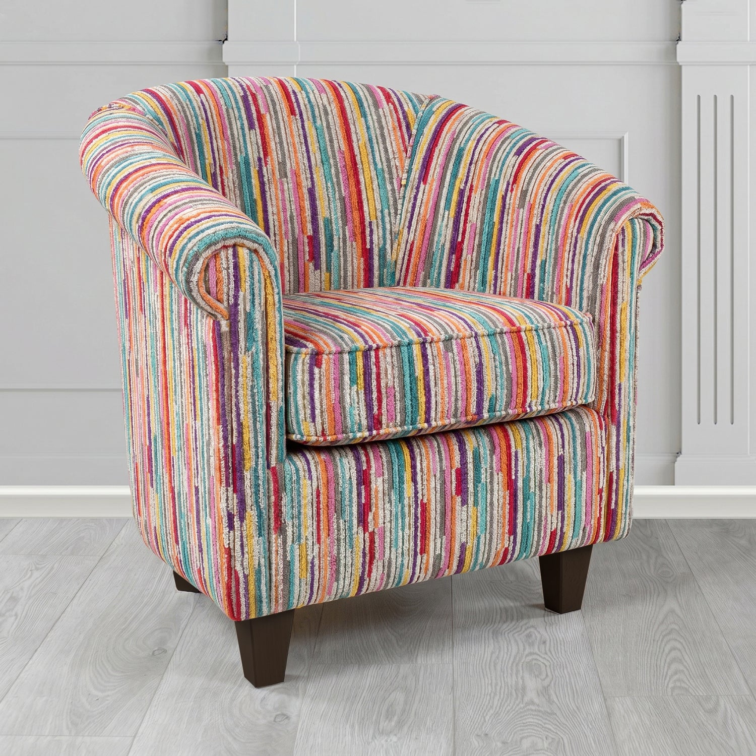 Siena Tub Chair in Cristina Marrone Extravaganza Stripe Fabric