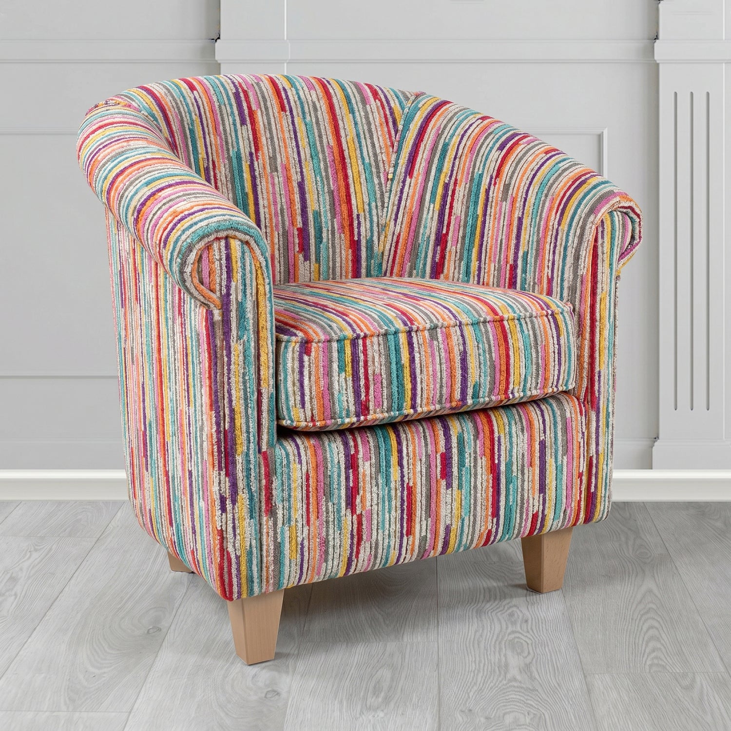 Siena Tub Chair in Cristina Marrone Extravaganza Stripe Fabric