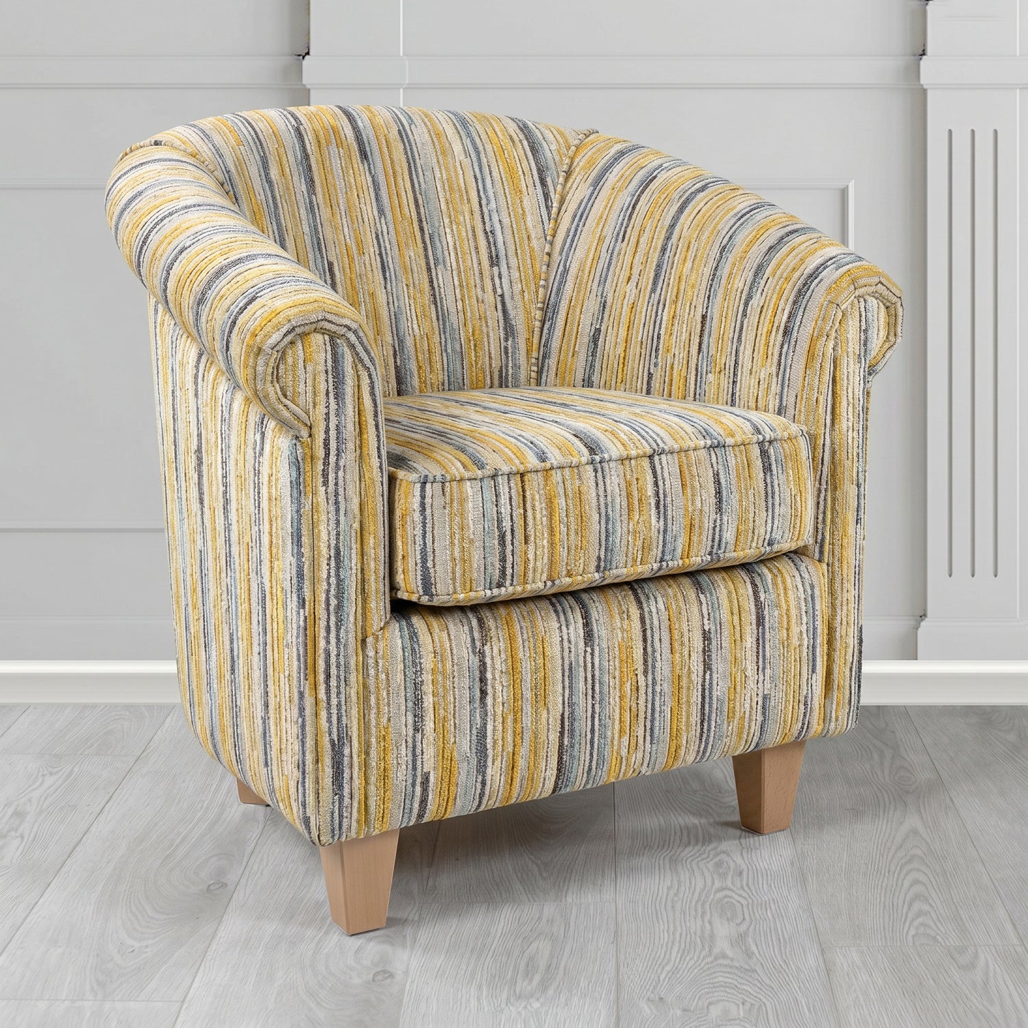 Siena Tub Chair in Cristina Marrone Extravaganza Stripe Fabric
