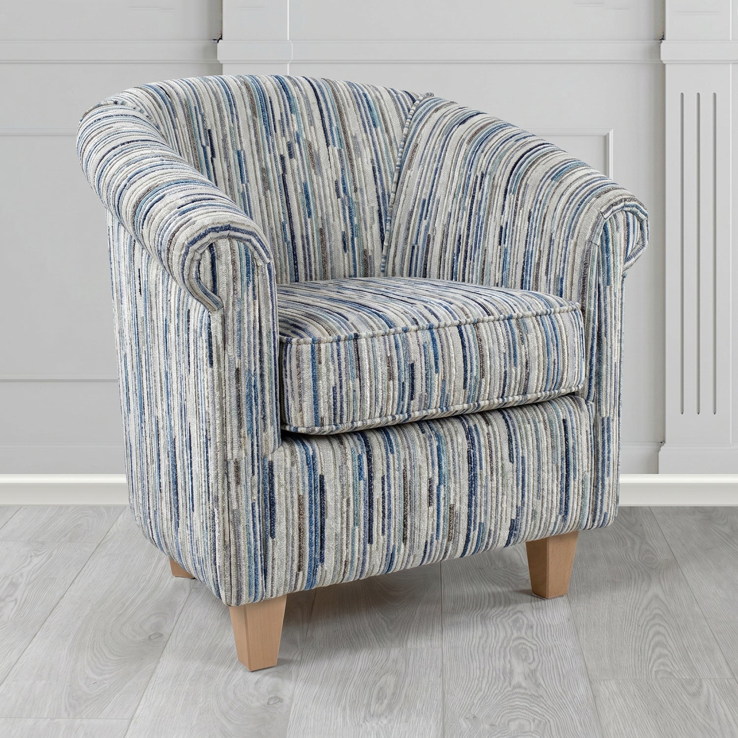 Siena Tub Chair in Cristina Marrone Extravaganza Stripe Fabric