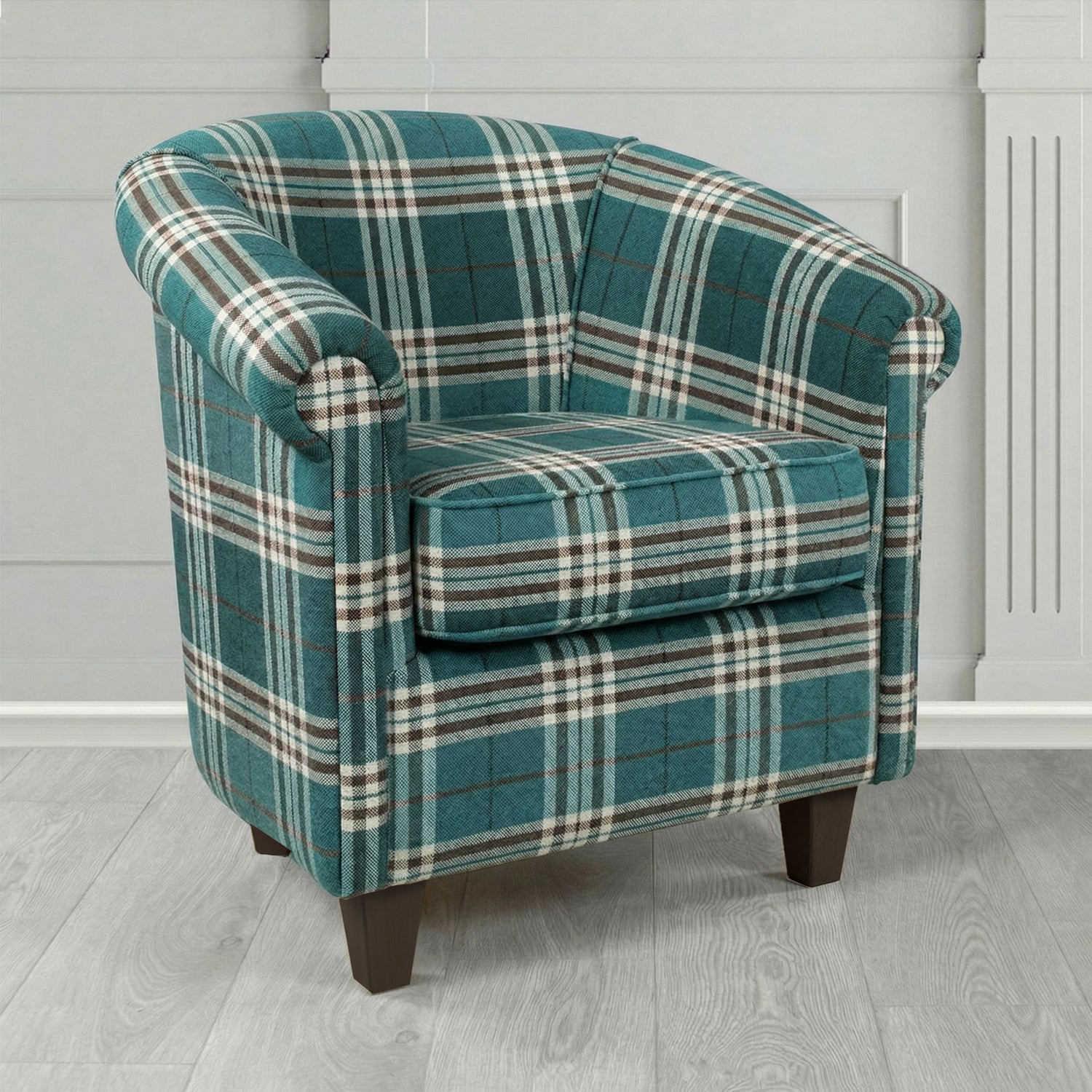 Siena Tub Chair in Panaz Fabrics Hunter Check Crib 5 Tartan Pattern Fabric