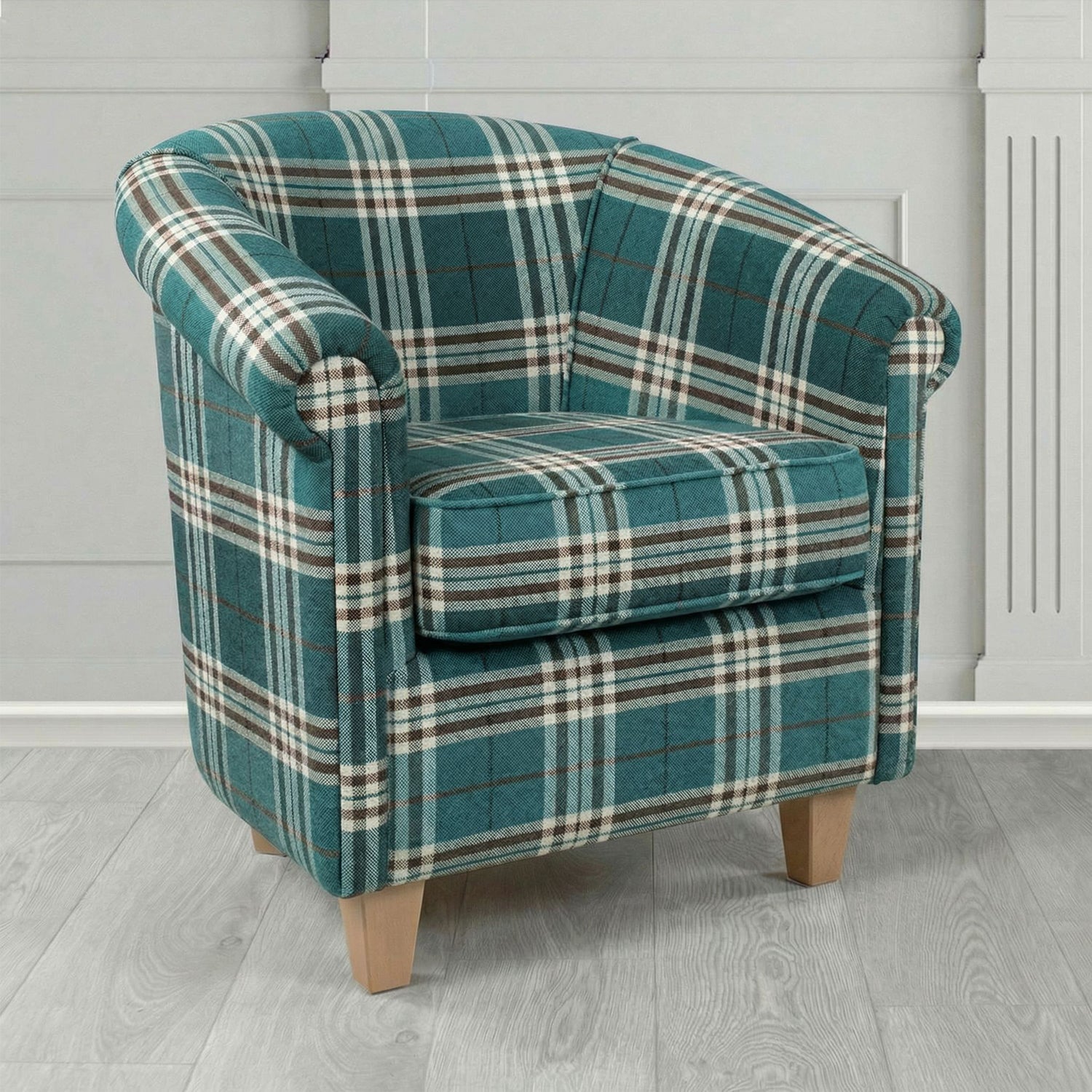 Siena Tub Chair in Panaz Fabrics Hunter Check Crib 5 Tartan Pattern Fabric