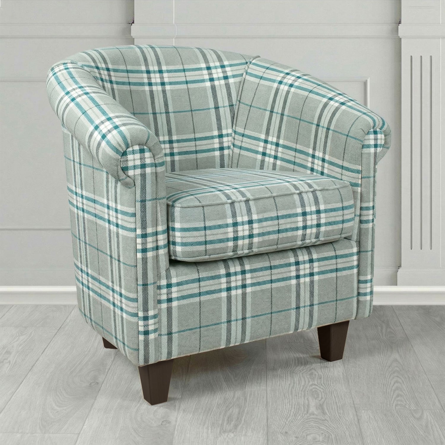 Siena Tub Chair in Panaz Fabrics Hunter Check Crib 5 Tartan Pattern Fabric