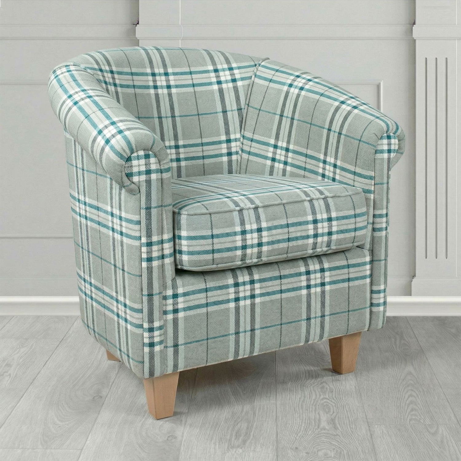 Siena Tub Chair in Panaz Fabrics Hunter Check Crib 5 Tartan Pattern Fabric