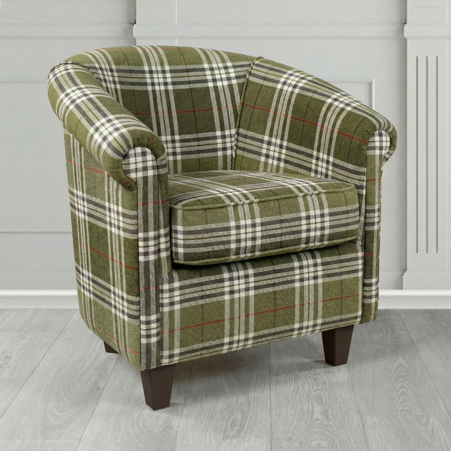 Siena Tub Chair in Panaz Fabrics Hunter Check Crib 5 Tartan Pattern Fabric