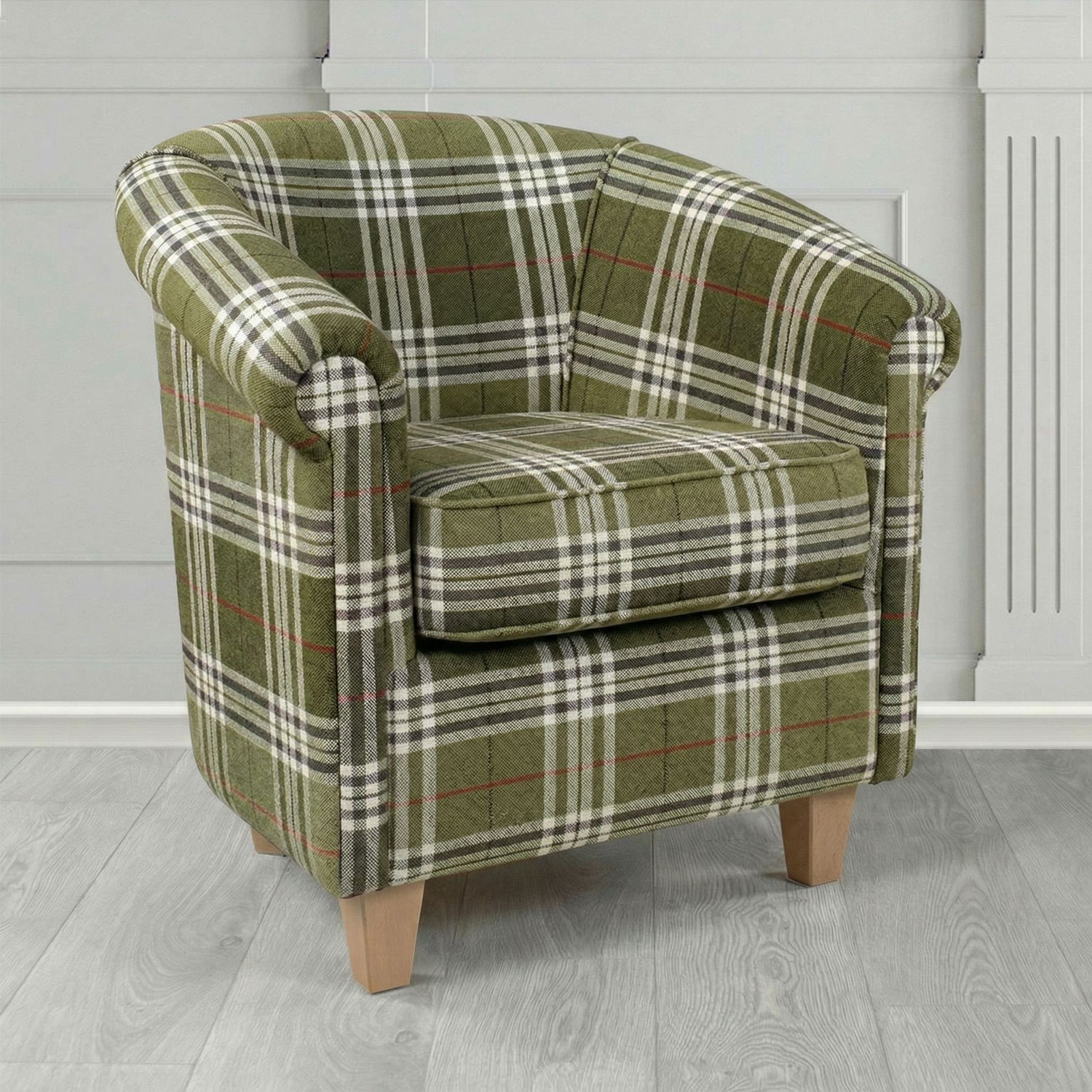 Siena Tub Chair in Panaz Fabrics Hunter Check Crib 5 Tartan Pattern Fabric