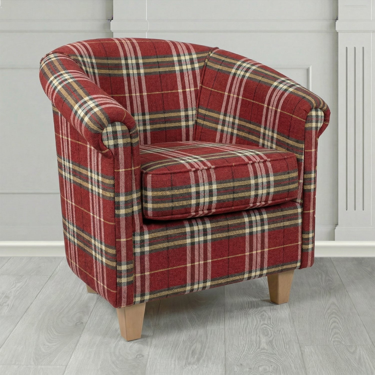 Siena Tub Chair in Panaz Fabrics Hunter Check Crib 5 Tartan Pattern Fabric