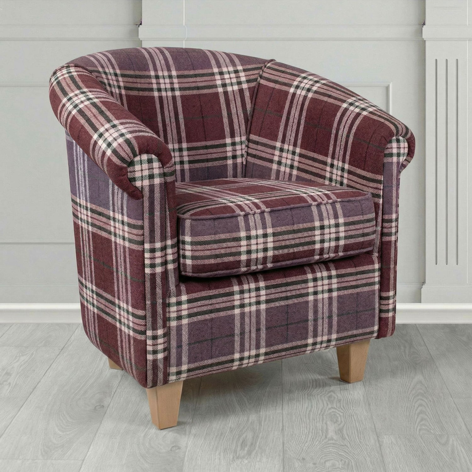 Siena Tub Chair in Panaz Fabrics Hunter Check Crib 5 Tartan Pattern Fabric