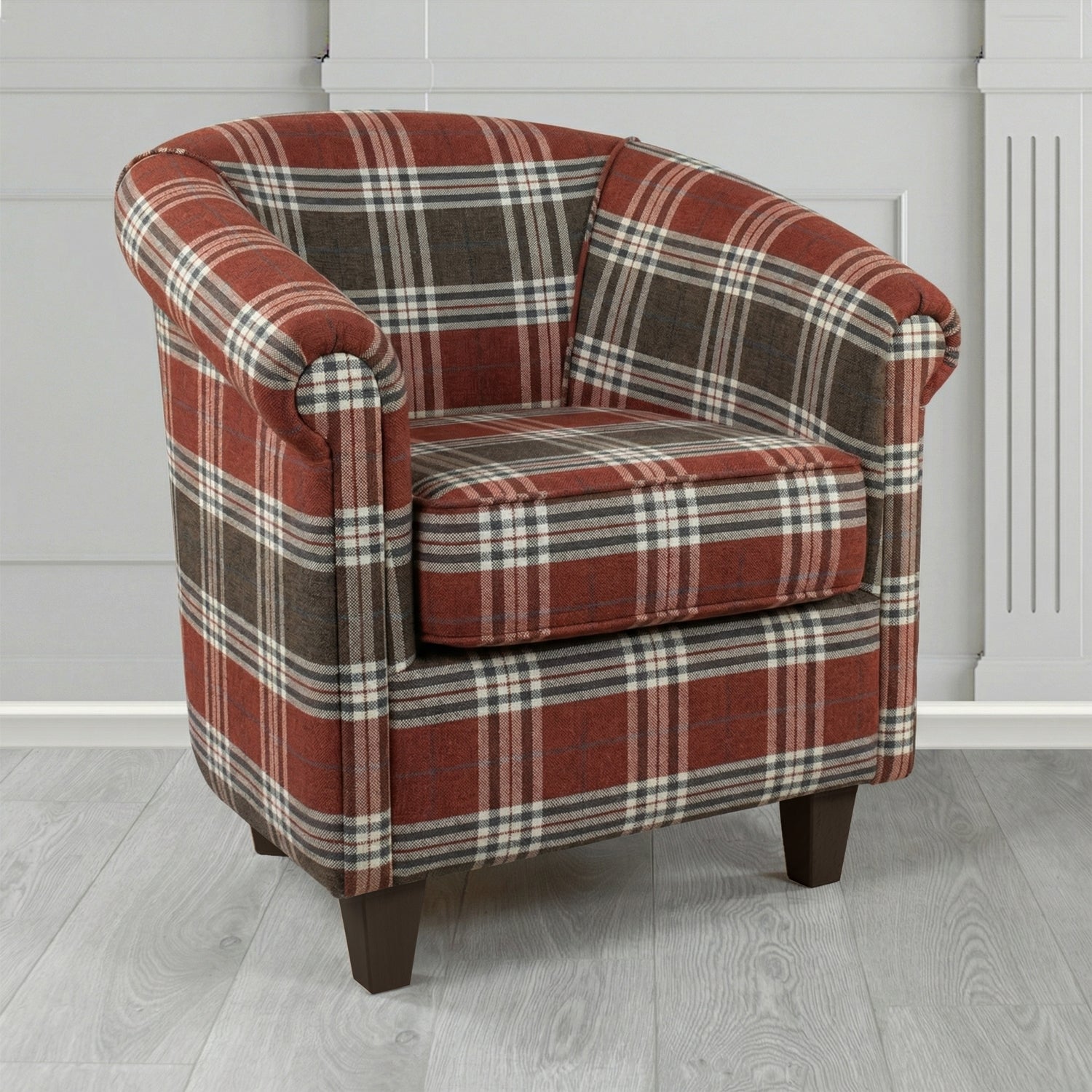 Siena Tub Chair in Panaz Fabrics Hunter Check Crib 5 Tartan Pattern Fabric