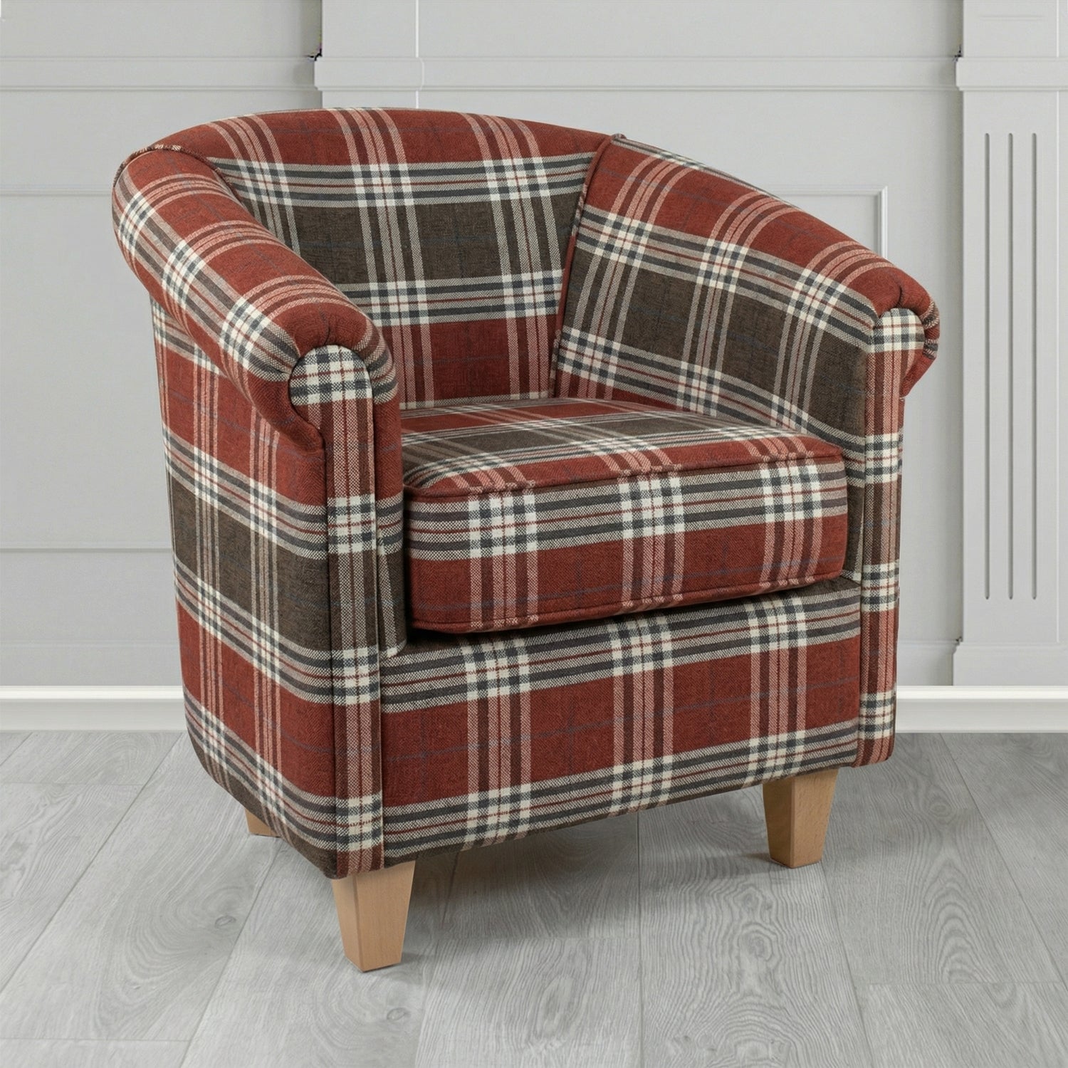 Siena Tub Chair in Panaz Fabrics Hunter Check Crib 5 Tartan Pattern Fabric
