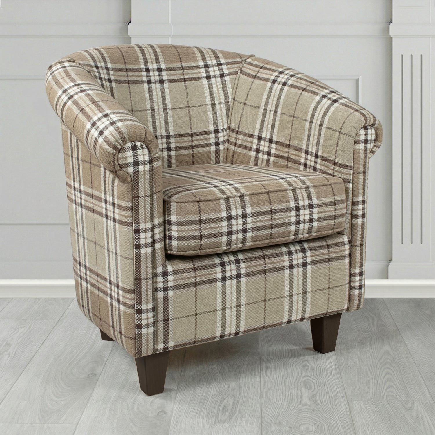 Siena Tub Chair in Panaz Fabrics Hunter Check Crib 5 Tartan Pattern Fabric
