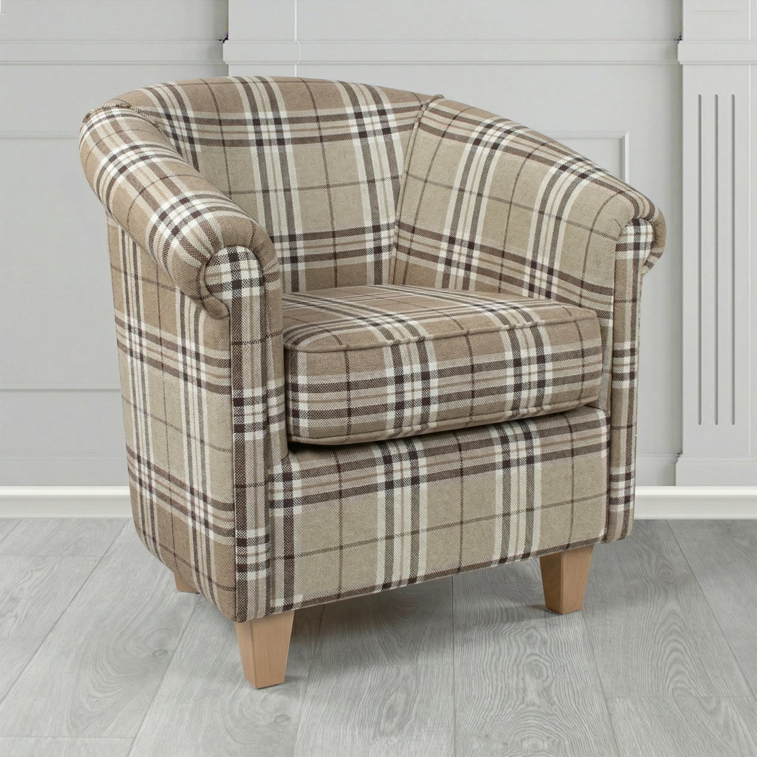 Siena Tub Chair in Panaz Fabrics Hunter Check Crib 5 Tartan Pattern Fabric